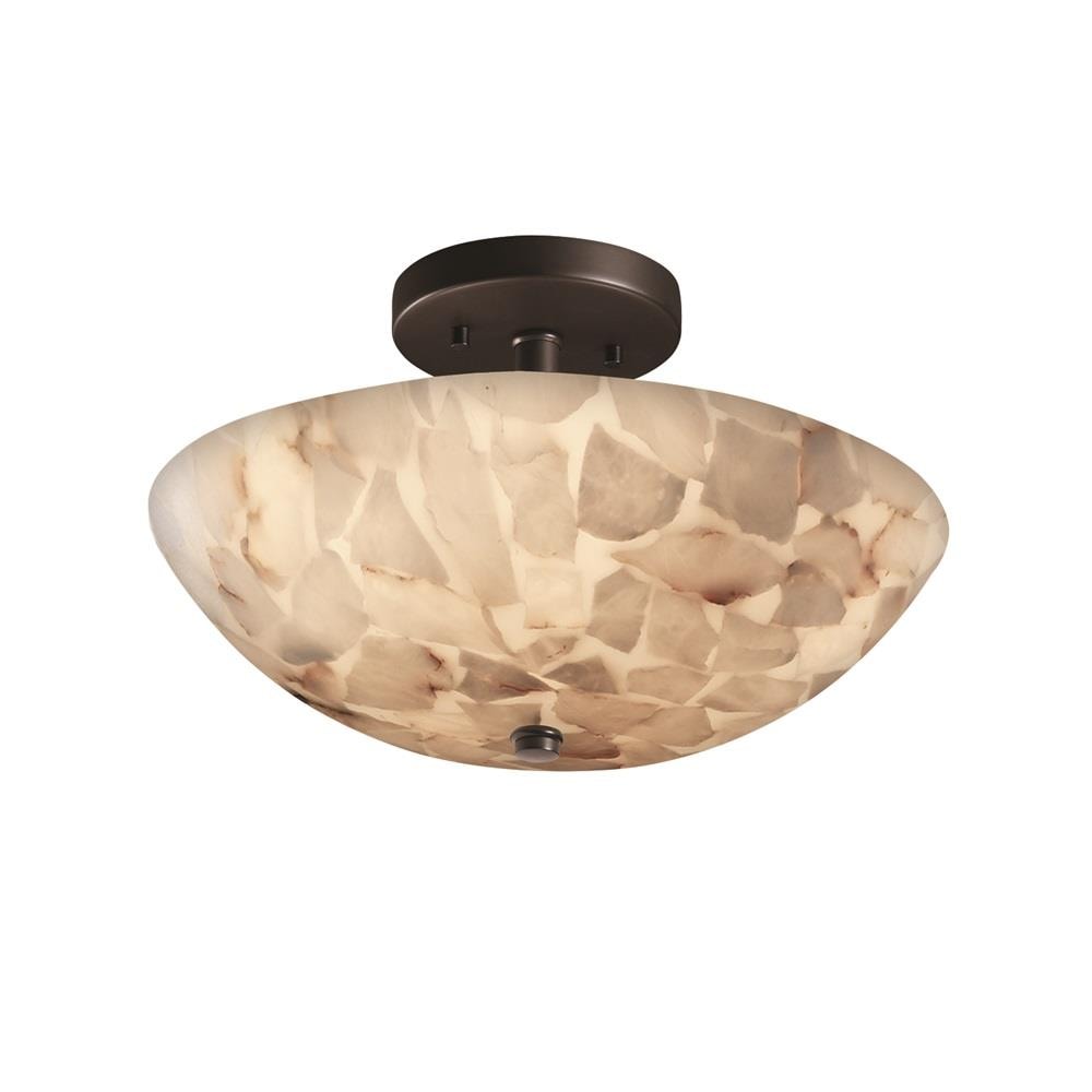 Justice Design Group ALR-9690-35-MBLK Alabaster Rocks 2 -Light 14-in Matte Black Semi Flush Mount Light