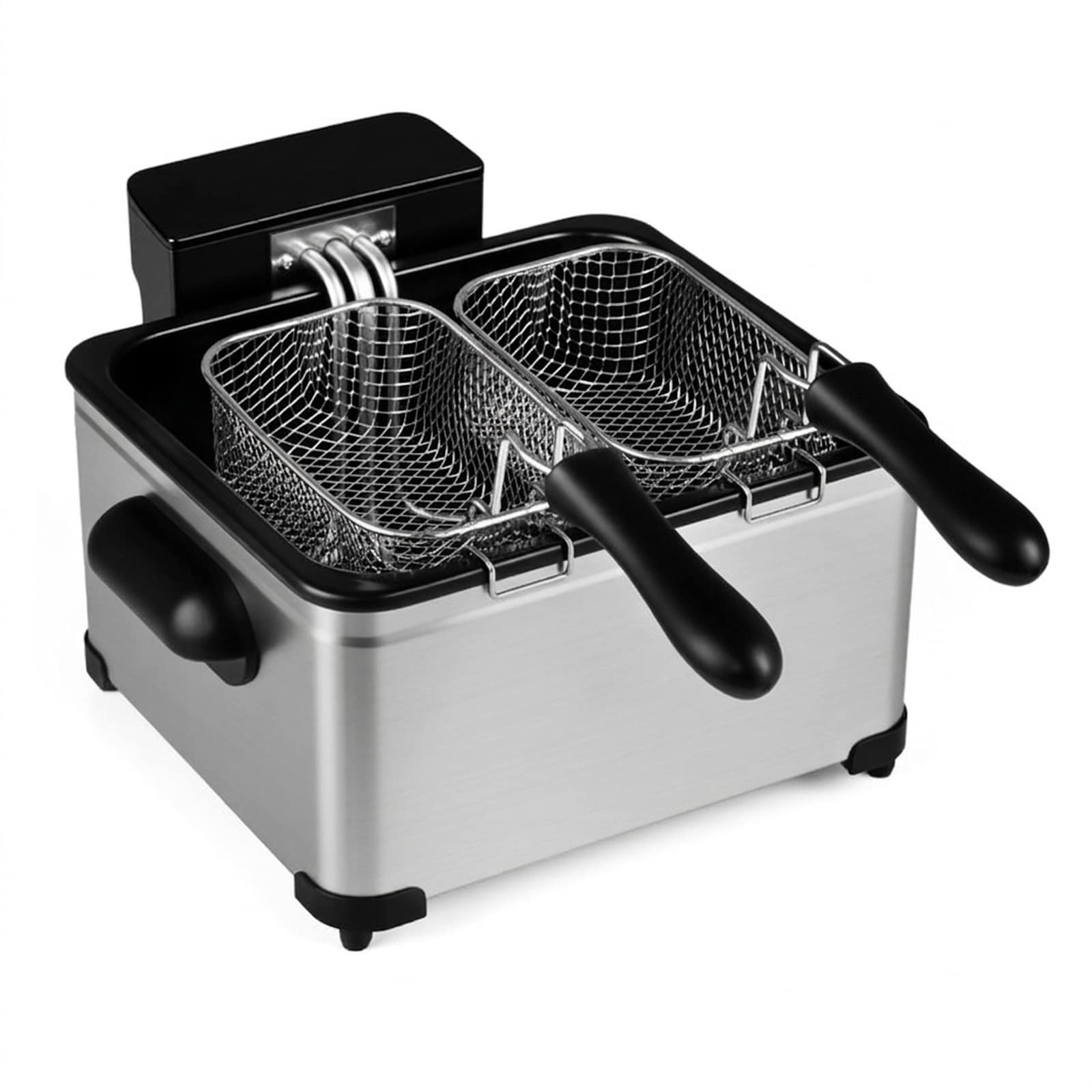 SUGIFT LW047SUGHY1039 5.3-qt Electric Deep Fryer 1700-W with 3 Baskets LED Touch Screen and 6 Cooking Presets in Silver