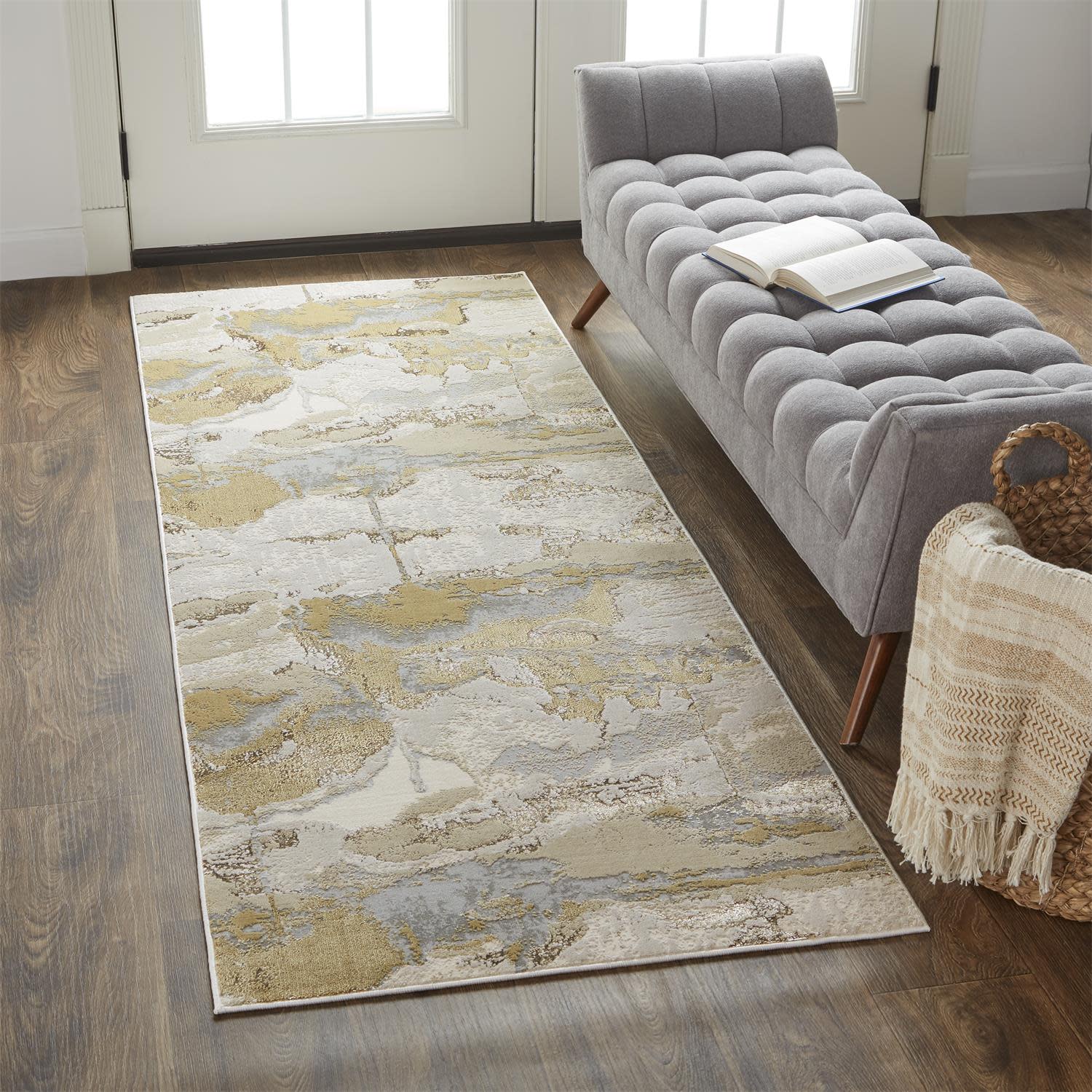Aura Modern Gold and Gray Abstract Area Rug