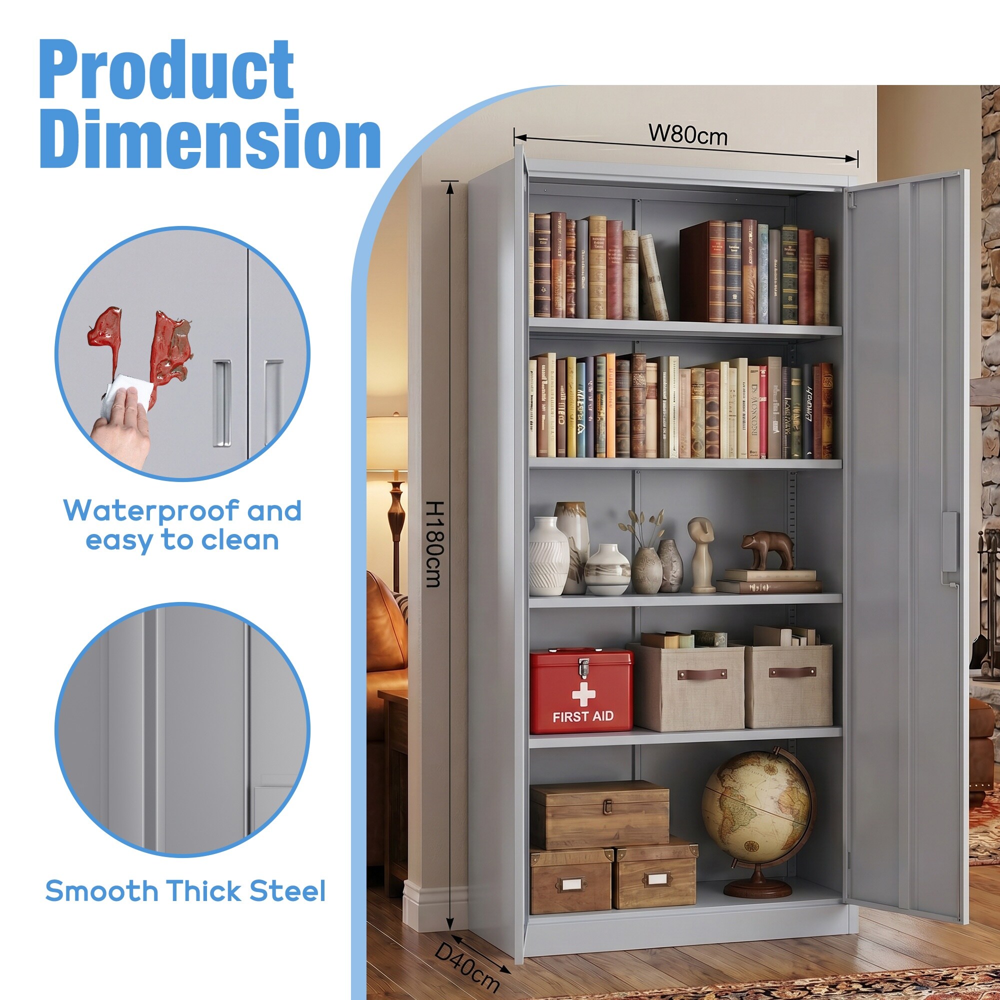 Boyel Living Steel File Cabinet with Adjustable Shelves Lockable ...
