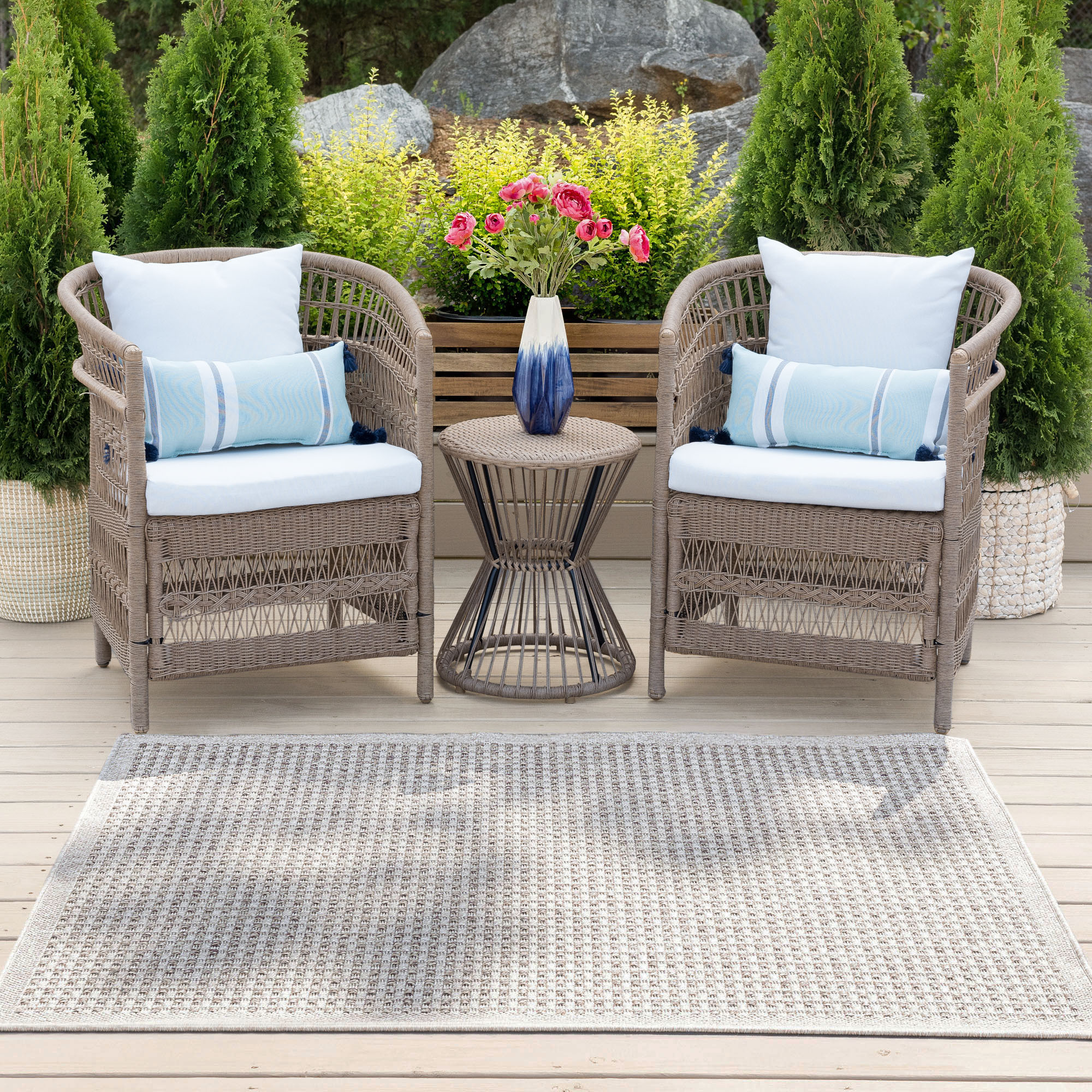 Tayse DEN1000 4X6 Denver 4 x 6 (ft) Loomed Polypropylene Taupe Rectangular Indoor/Outdoor Area rug