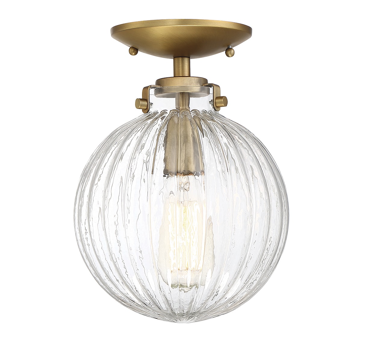 Meridian 8" Globe Semi-Flush Mount in Brushed Nickel with Clear Glass