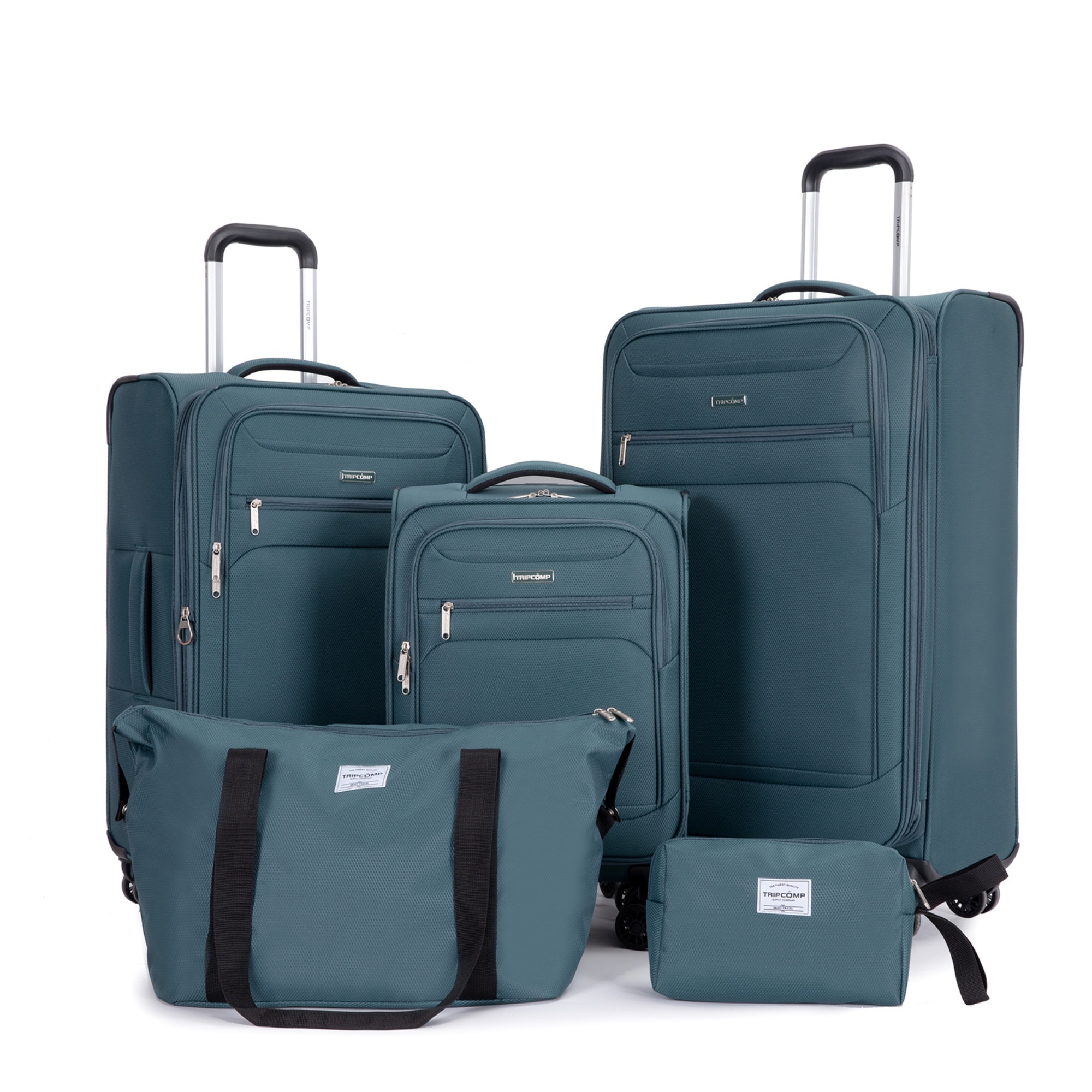 Bybafun 5 -Bag Softshell 29.53x18.11x11.22 IN Polyester Dark Green Spinner Suitcase set