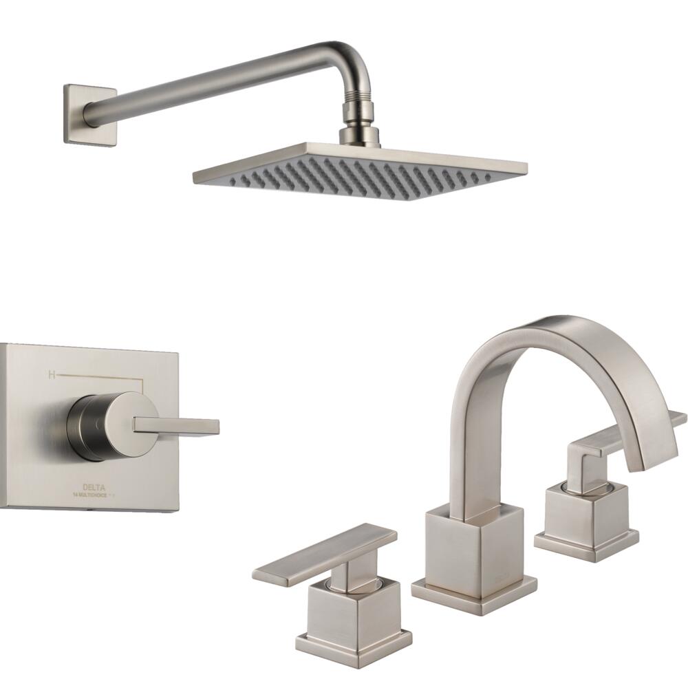 Delta  Vero Stainless 2-Handle Widespread Bathroom Sink Faucet with Vero Stainless Shower Faucet