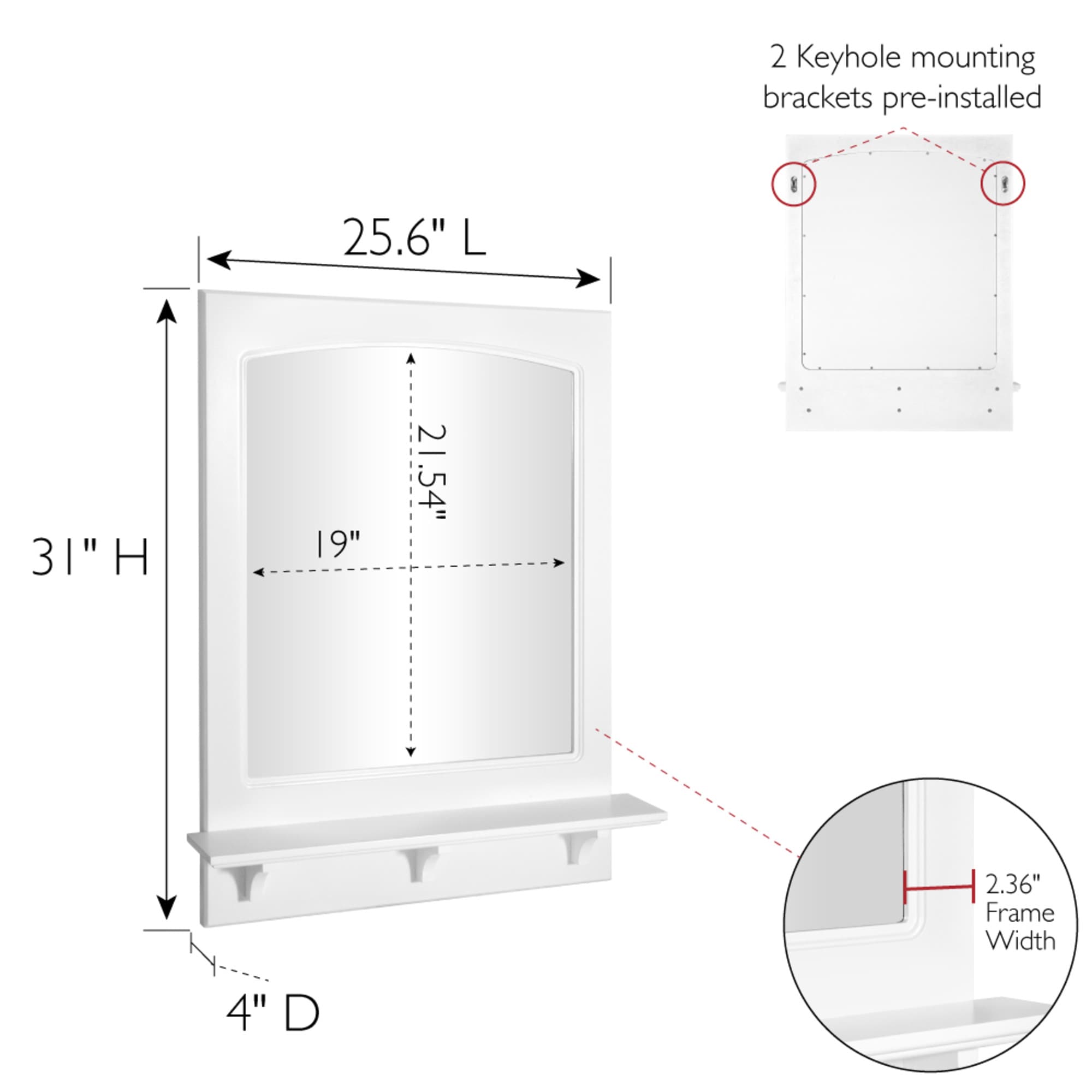 Design House 539916-WHT Framed-Bath-Mirrors - View #7