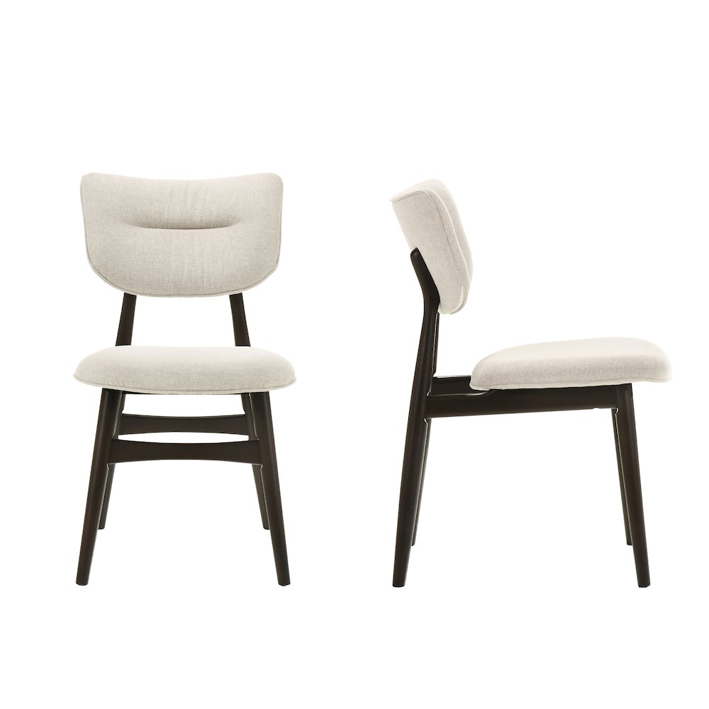 Omax Decor NF5046 Joss Solid Wood Dining Chairs in Oatmeal Fabric Upholstery Set of 2