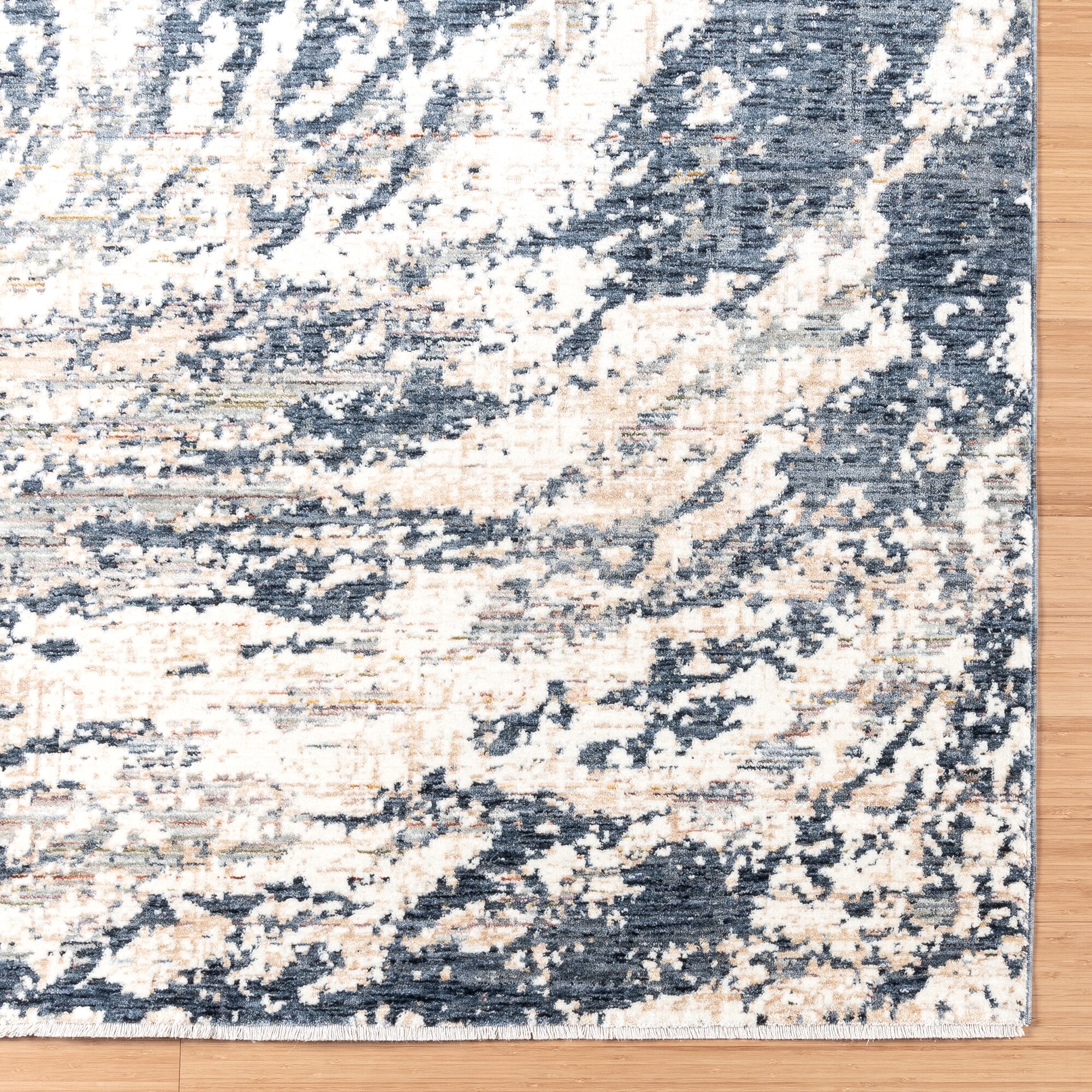 Damita Exton Blue and Beige 6' x 9' Abstract Area Rug