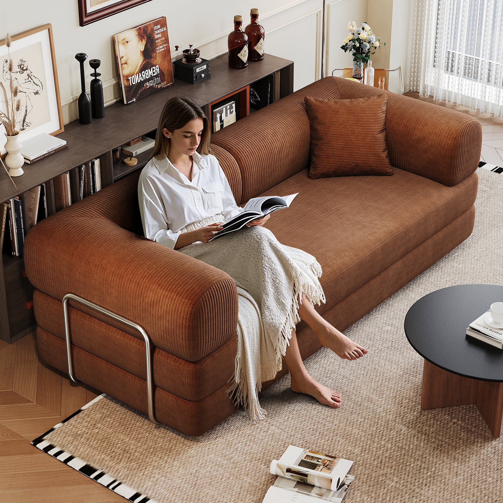 Etokfoks 78.8 inch compression modular sectional sofa convertible