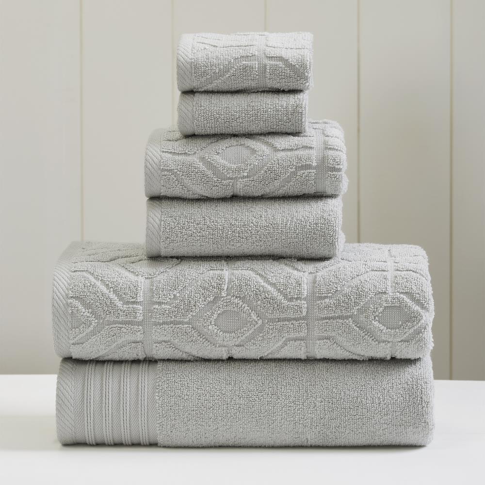 Amrapur Overseas 6-Piece Gray Lavender Cotton Quick Dry Bath Towel Set  (Organic Vines) in the Bathroom Towels department at