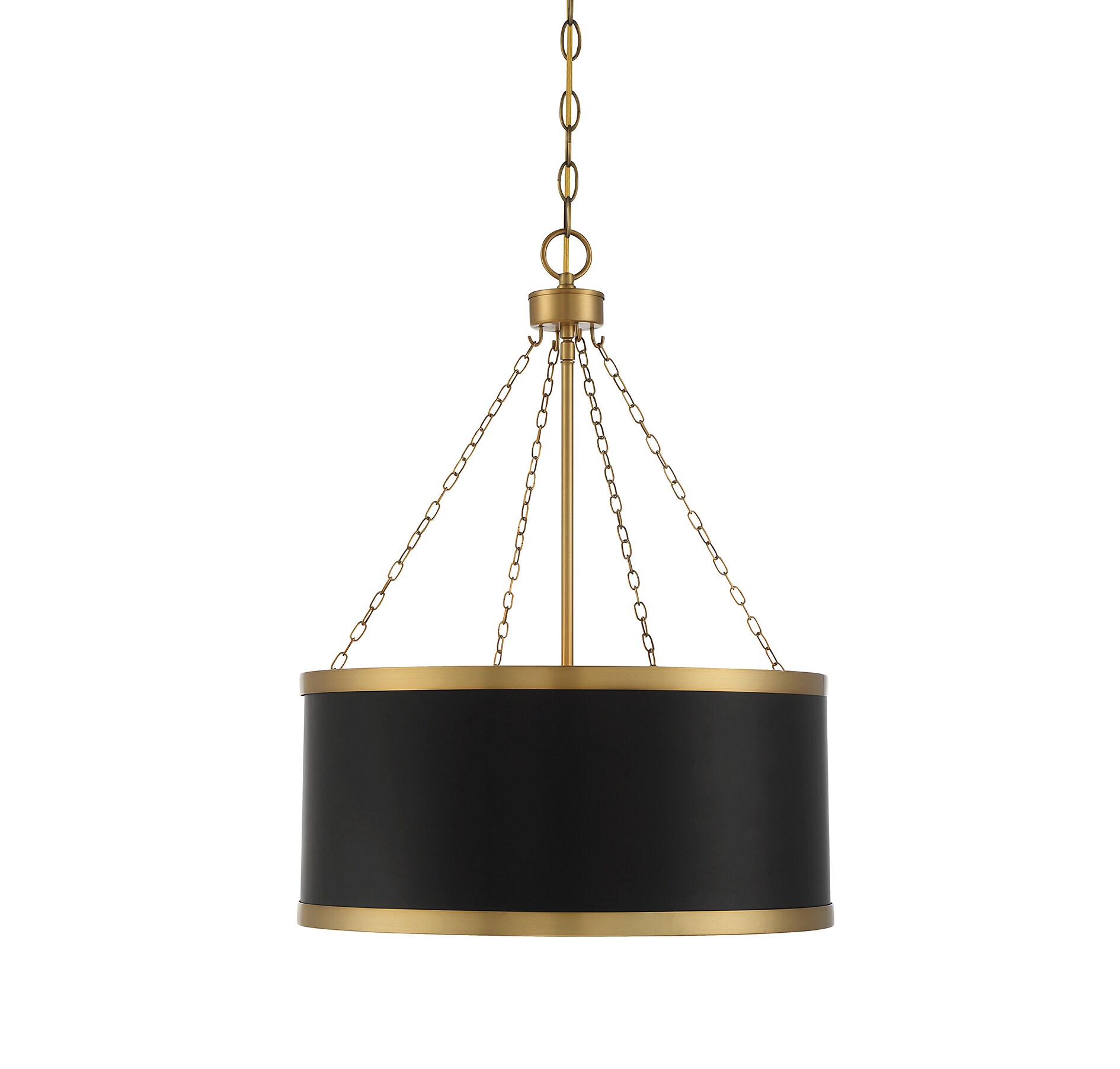Delphi Vintage Hollywood 6-Light Black and Warm Brass Drum Pendant