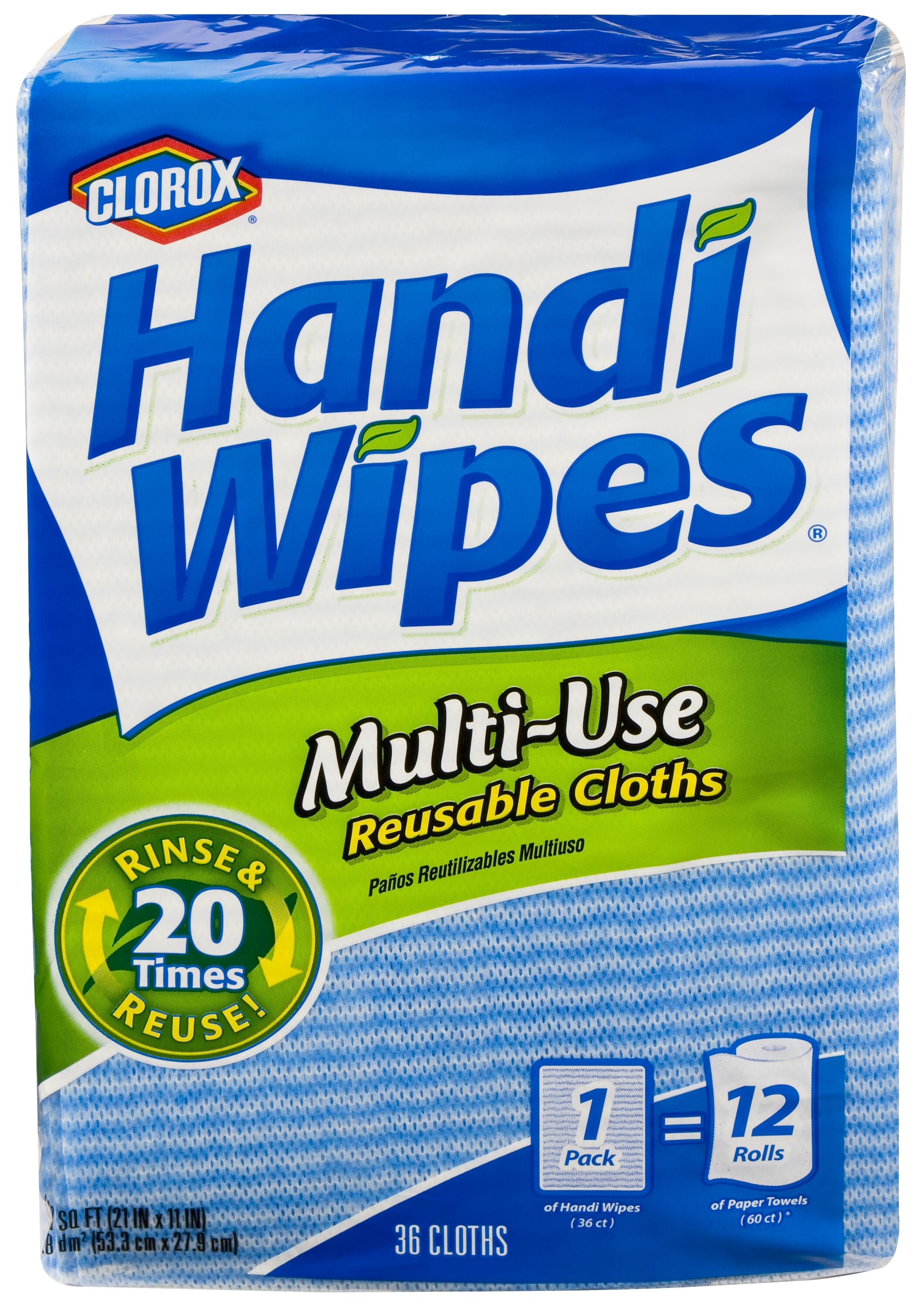 Blue Multi-Use Reusable Cloth Wipes (40 Perforated Cloths Per Roll)