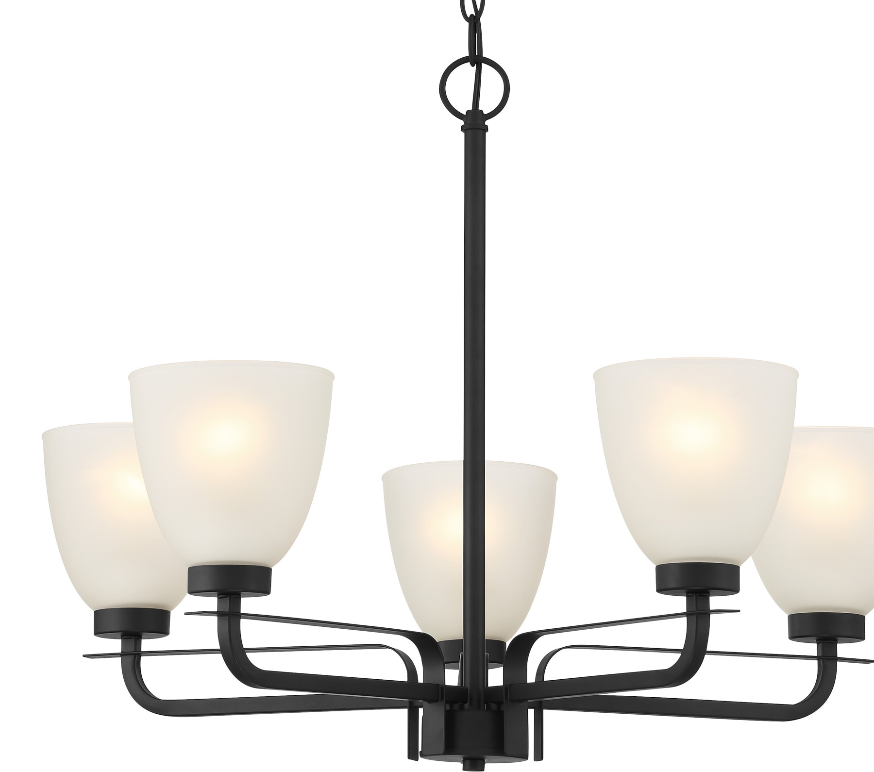 Mini Coal Black 5-Light Chandelier with Etched Glass Shade