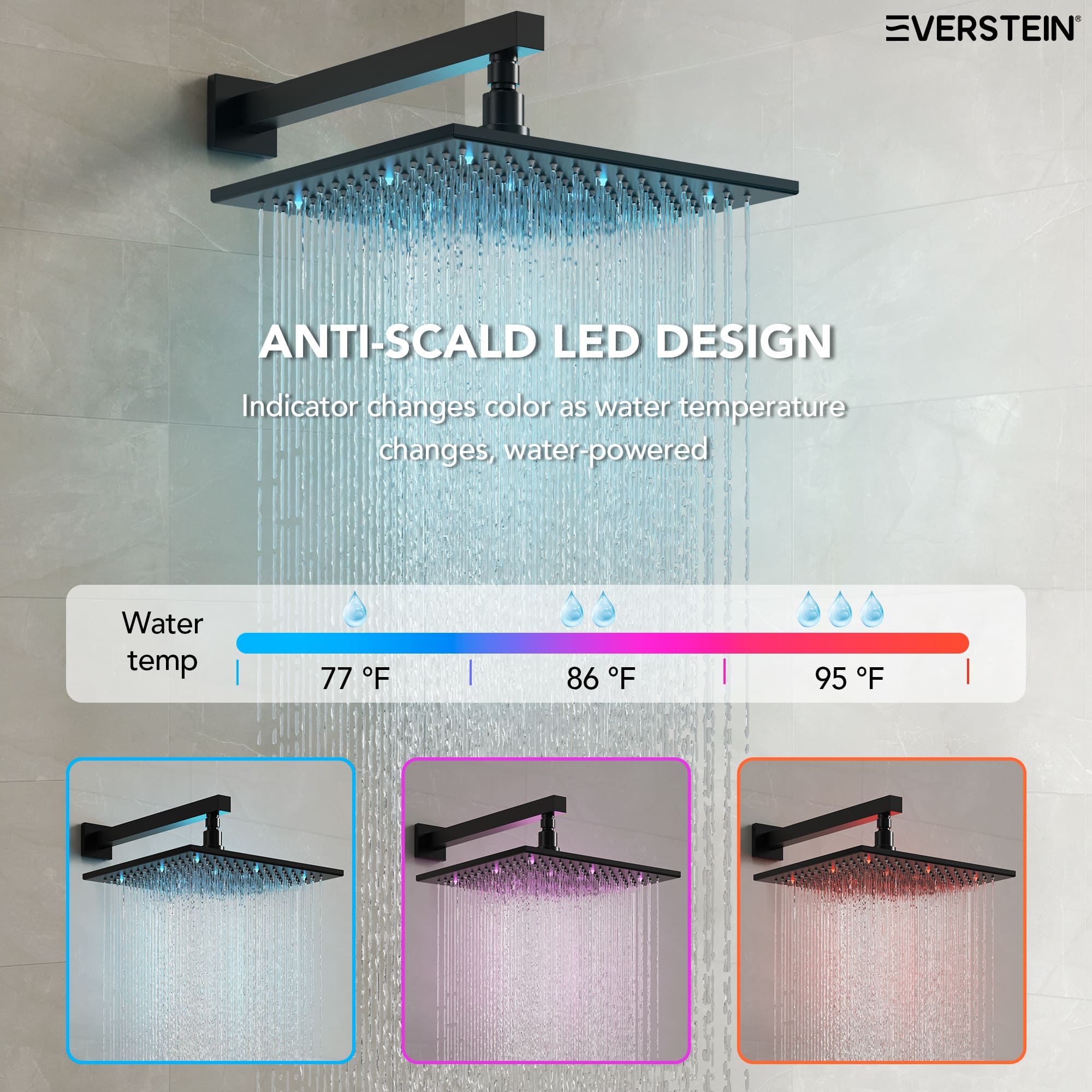 EVERSTEIN SFS-1073-BK12 Showerhead-Bar-Panels - View #6