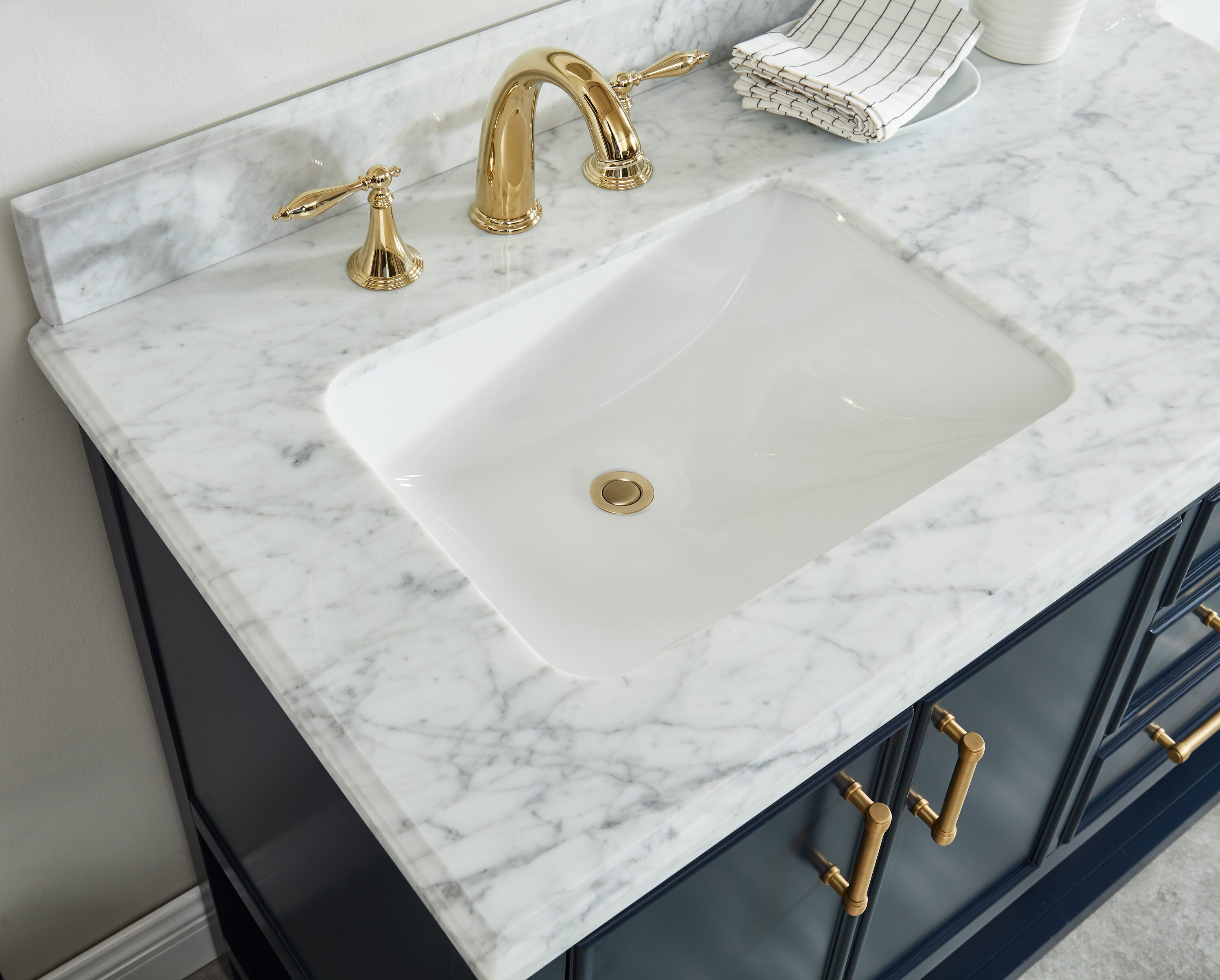 Allen + Roth Presnell 61-in Dove White Double Sink Bathroom Vanity with Carrara White Natural Marble Top | 261065