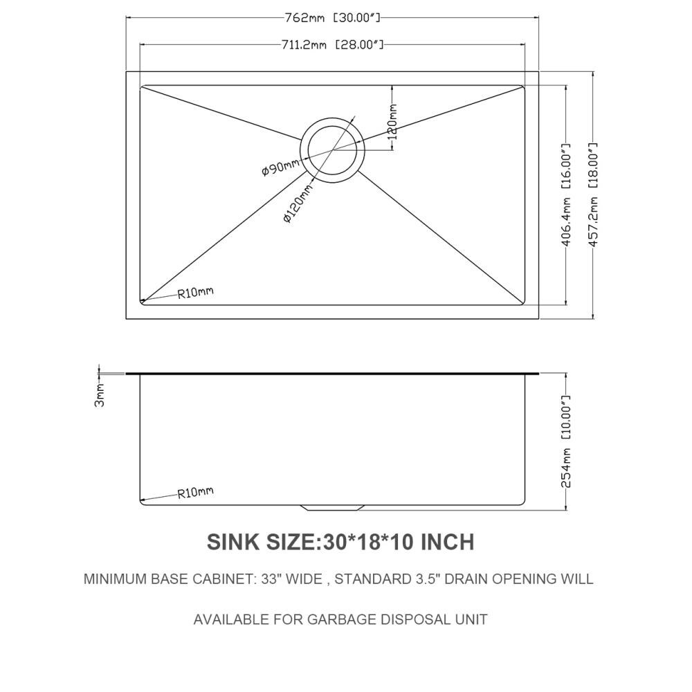 Lordear Black Undermount Kitchen Sink Undermount 30-in x 18-in Matte ...