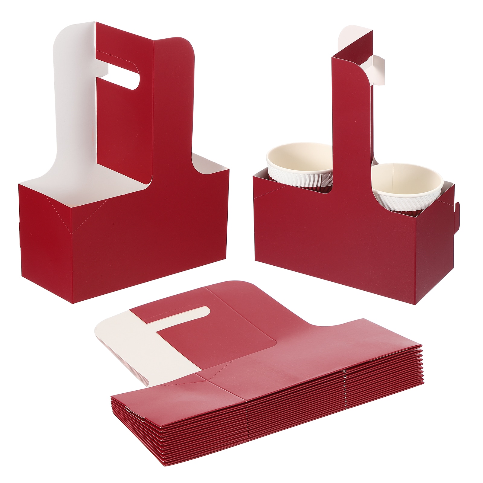 PATIKIL 2 Cup Drink Carrier with Handle 20 Pack Kraft Paperboard to Go Coffee Cup Holder Portable Disposable Handled Drink Carriers for Take Out Restaurant Food Service Multicolor