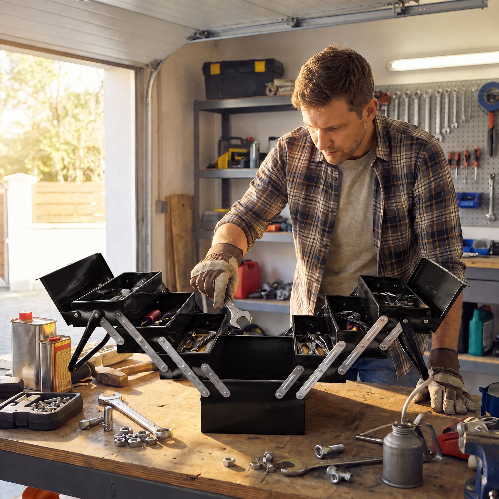 Garvee 4 Tier Cantilever Black Metal Tool Box Portable Galvanized Steel ...