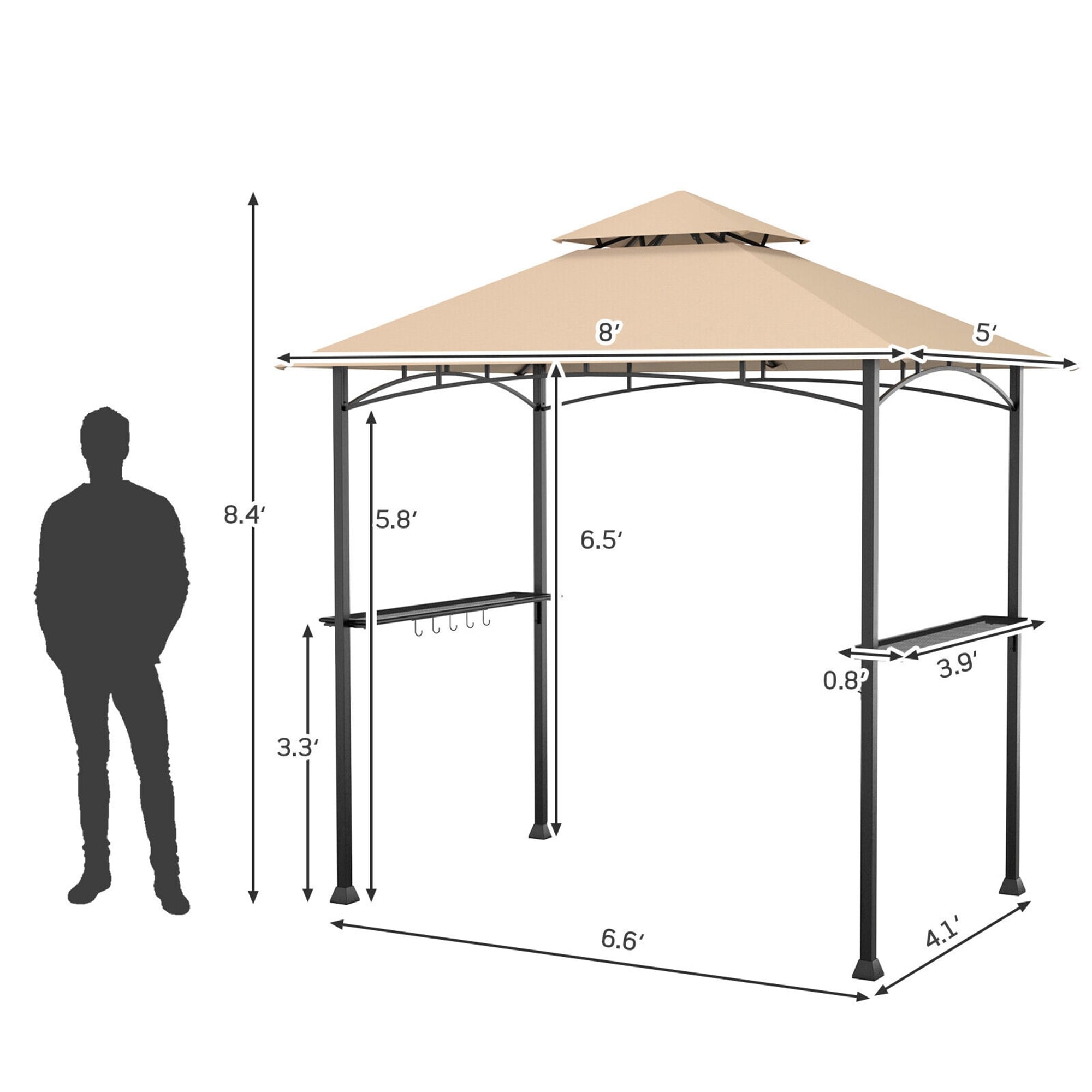 Forclover 8-ft x 5-ft Patio Barbecue Grill Canopy Gazebo Rectangle ...