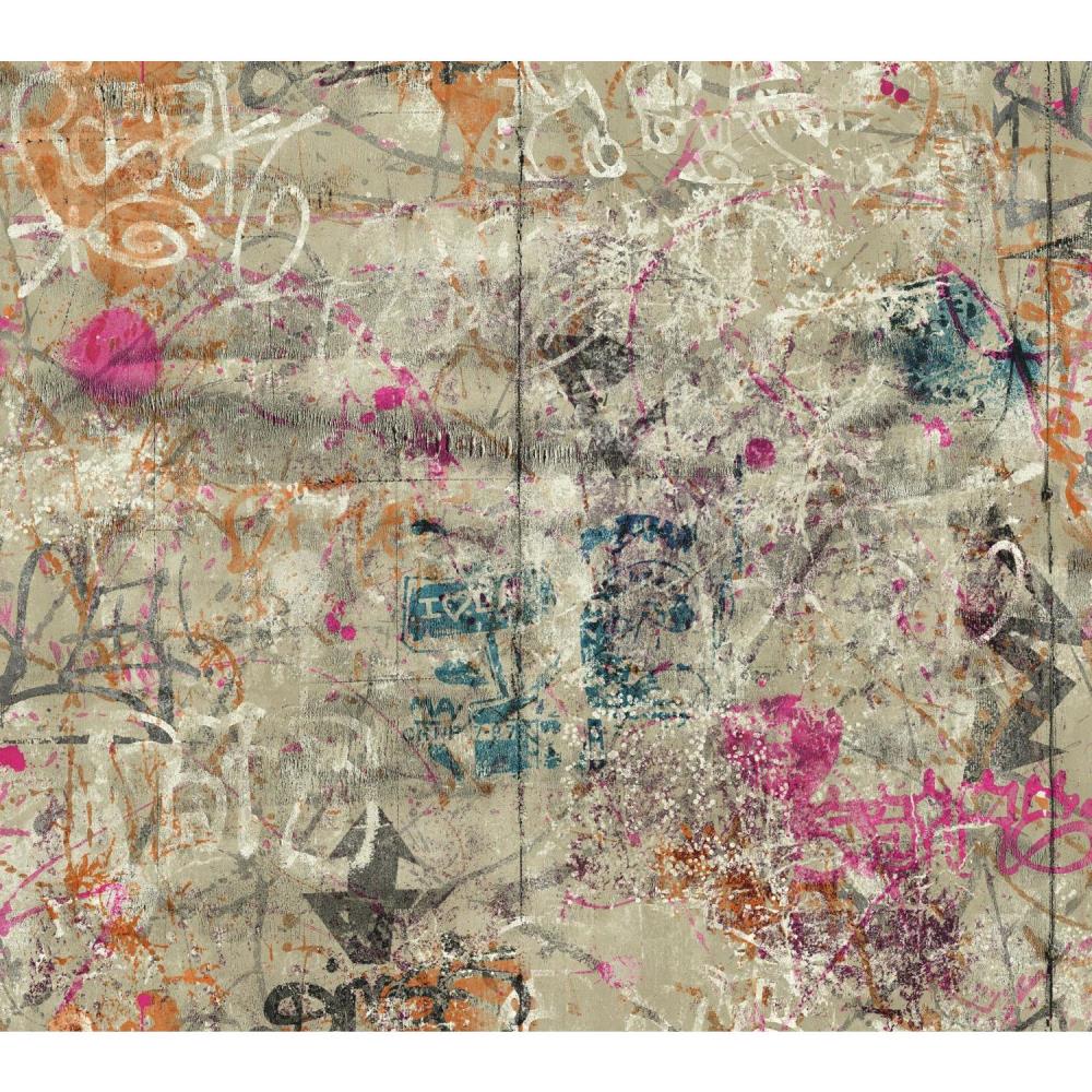 York Wallcoverings RK4425 Urban Chic 60.75-sq ft Pink Paper Abstract Prepasted Soak and Hang Wallpaper