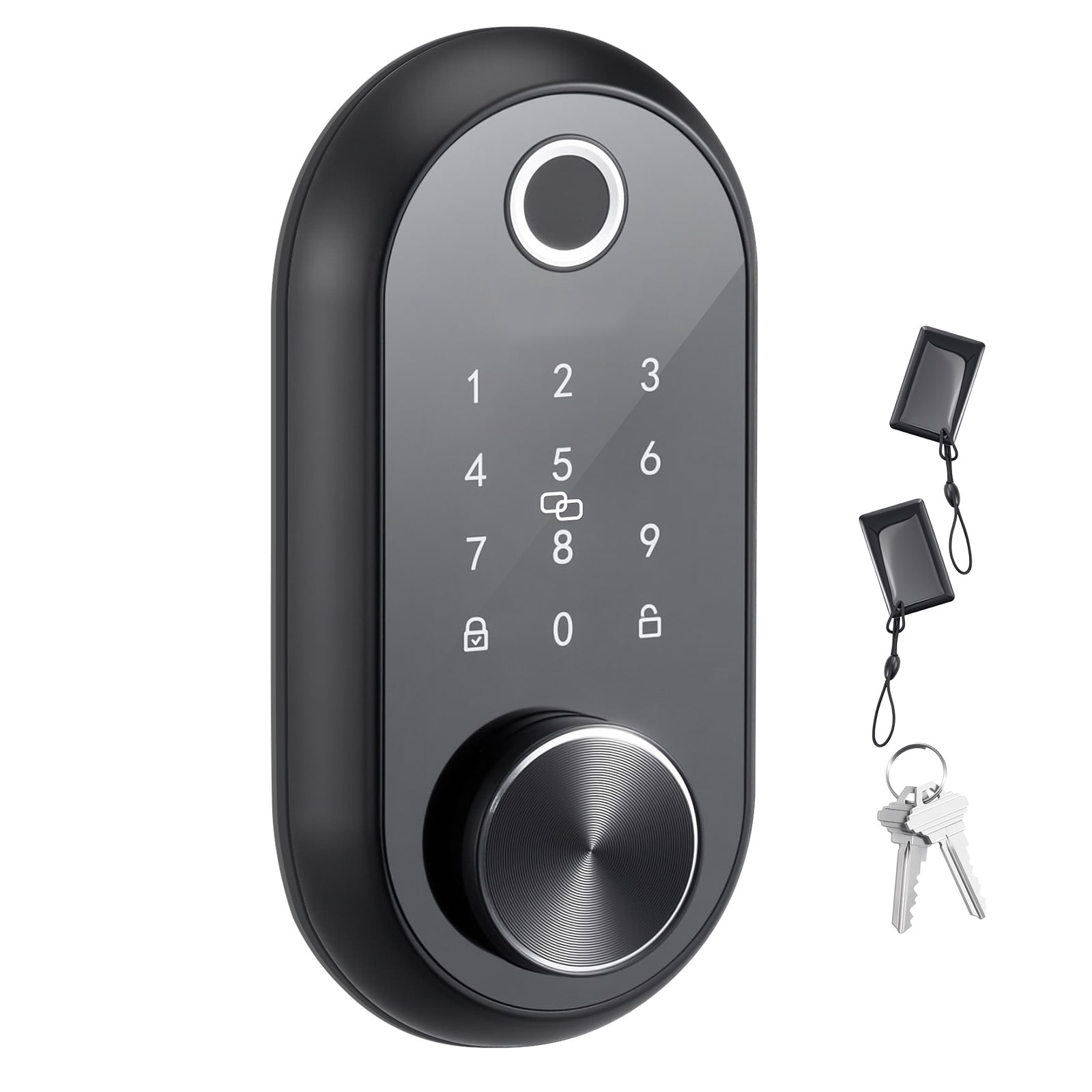 Boho Havens Electronic Biometric Fingerprint Deadbolt with Touchscreen Keyless Entry in Matte Black