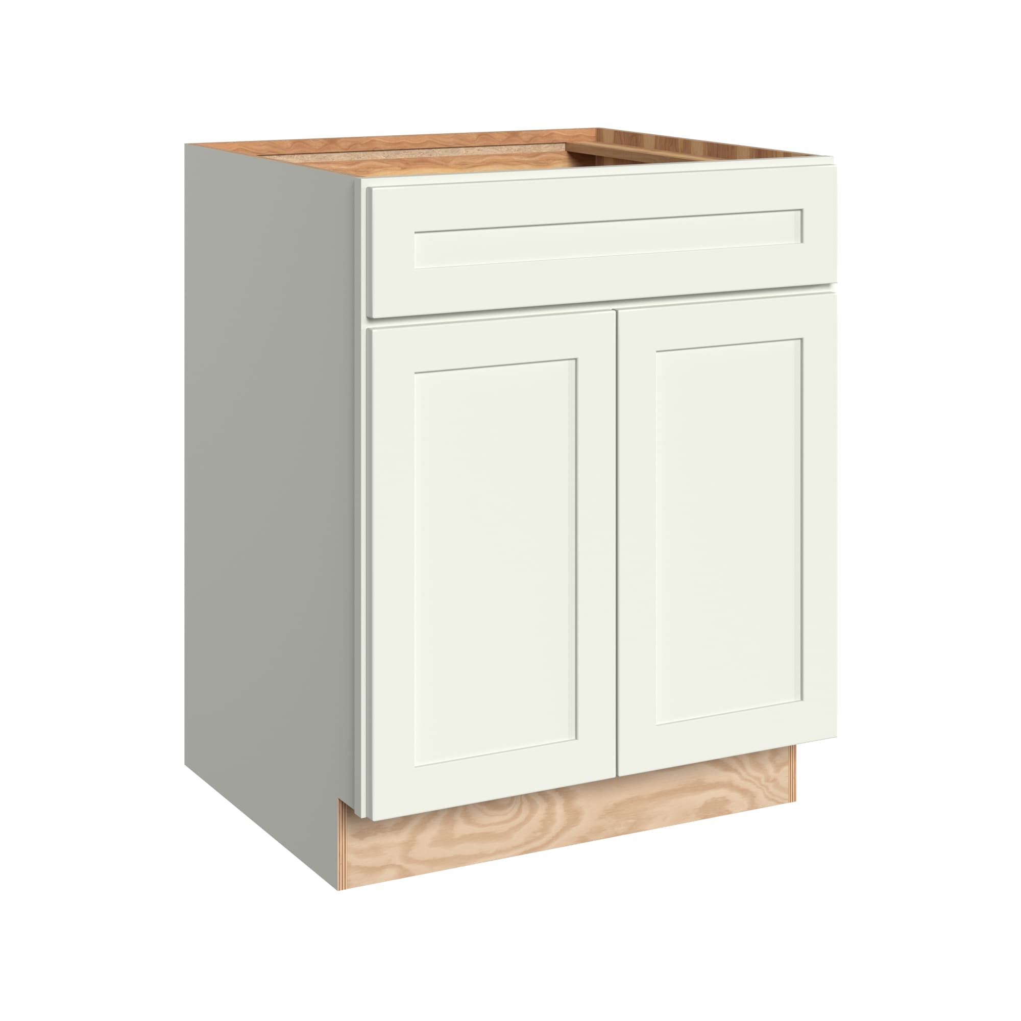 KraftMaid Momentum SB27.WG71 Deveron 27-in W x 34.5-in H x 24-in D Dove White Sink Base Fully assembled Plywood Cabinet Recessed Panel Shaker