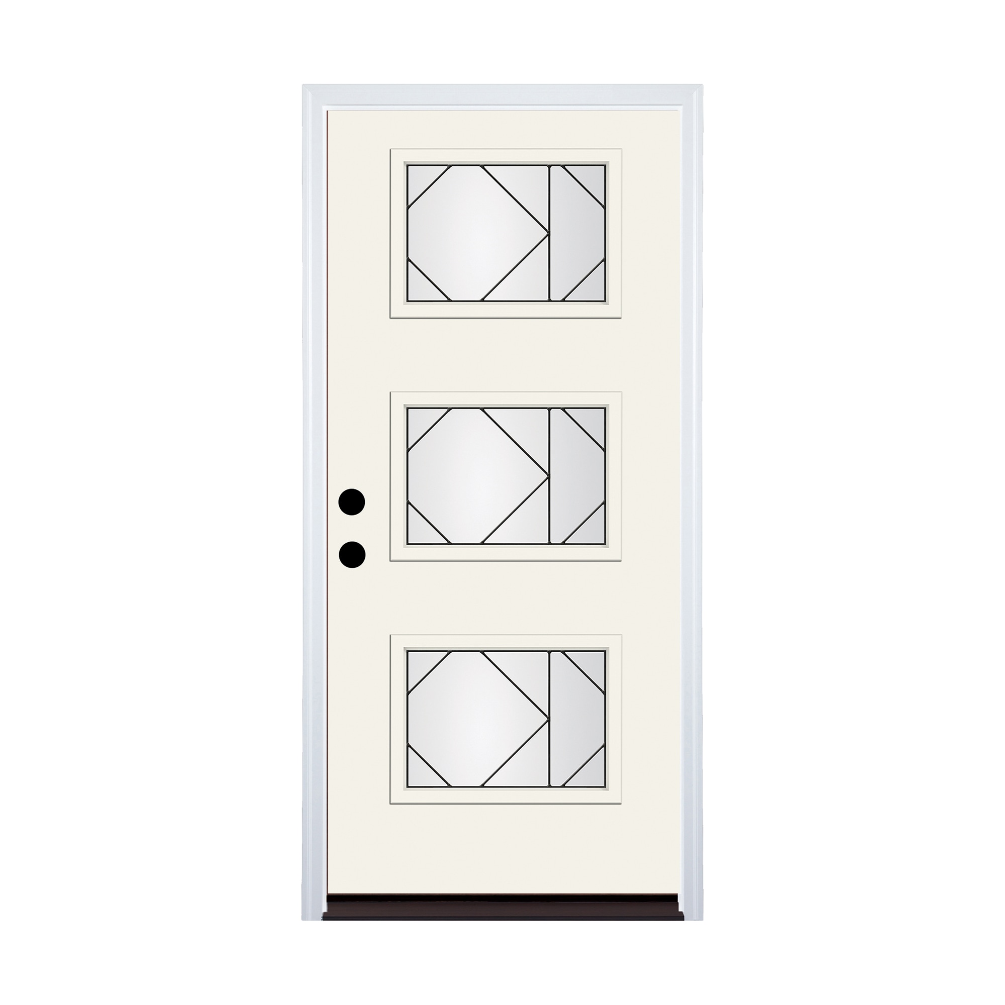 Therma-Tru TT675171 36-in x 80-in x 4-9/16-in Fiberglass 1/4 lite Right-hand inswing ALPINE Painted Prehung Front Door with Brickmould Insulating core
