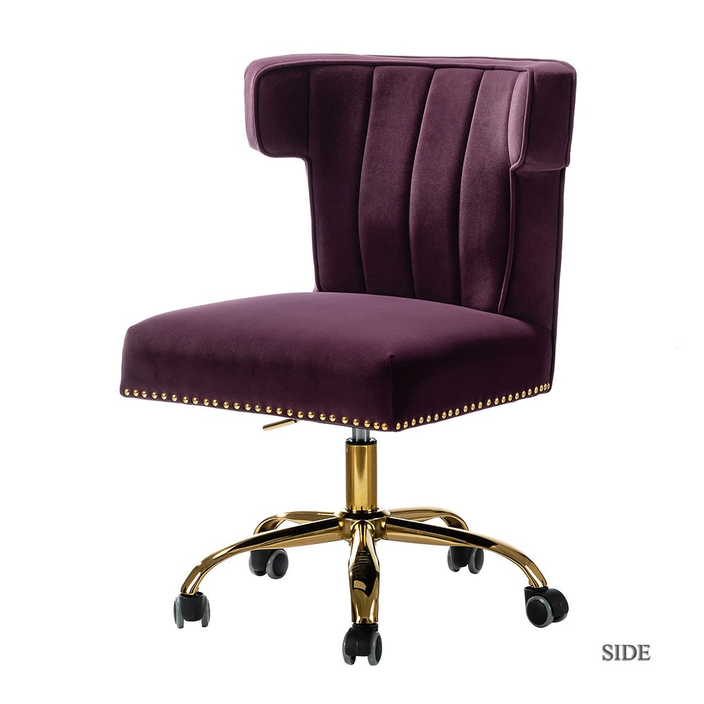 14 Karat Home OFM0001-PURPLE Purple Contemporary Ergonomic Adjustable Height Swivel Polyester Task Chair