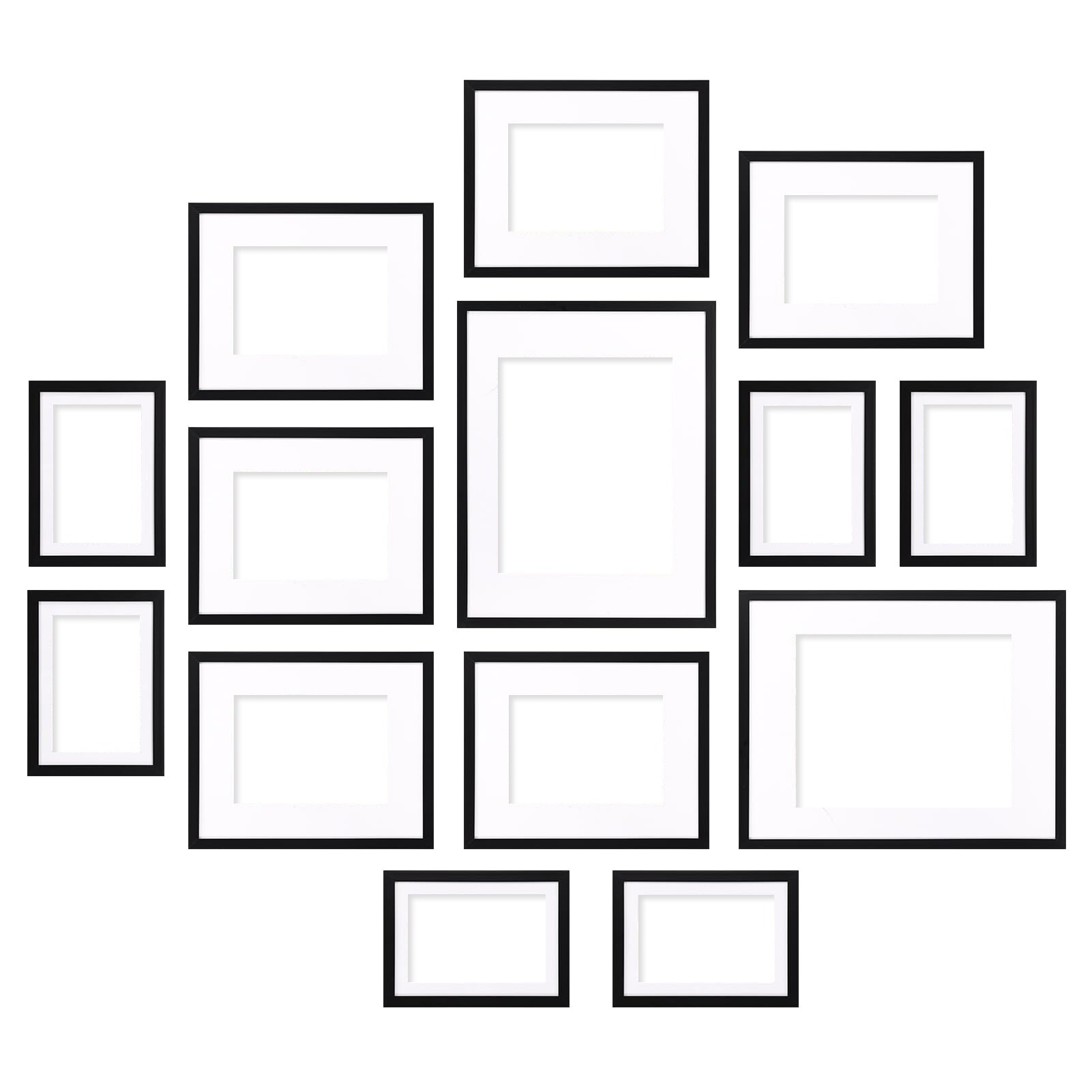 Etokfoks  14 Pack Black Picture Frames with Mat for 11 x 14 8 x 10 5 x 7 Photos Gallery Collage Wall or Tabletop
