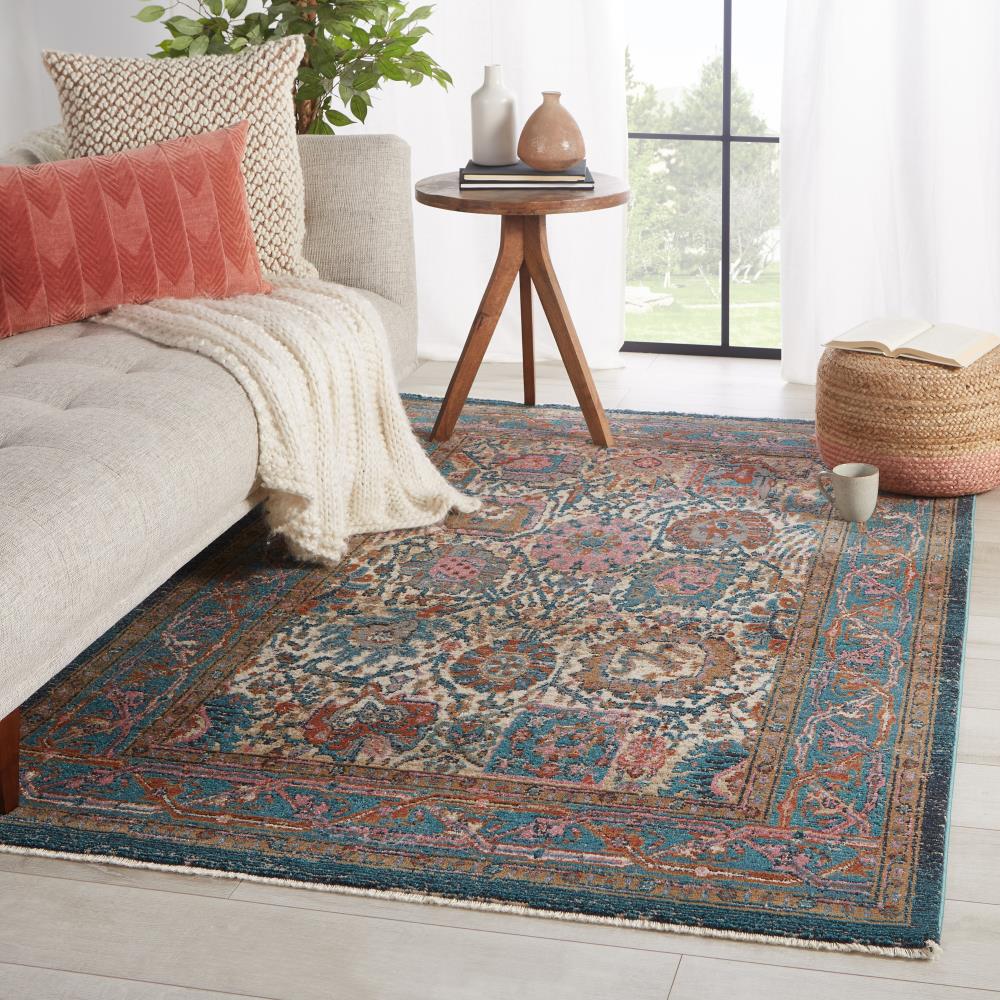Jaipur Living RUG148529 Myriad 8 x 11 (ft) Loomed Polypropylene Teal/Rust Rectangular Indoor Floral/Botanical Bohemian/Eclectic Area rug