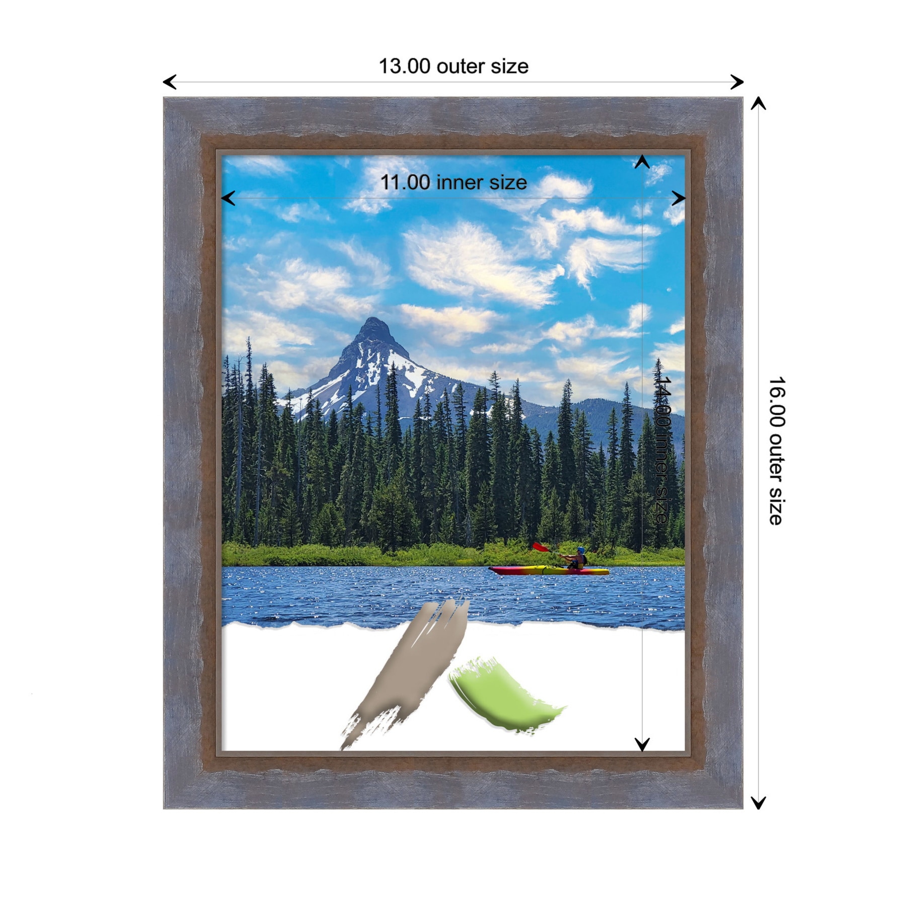 Two-Tone Blue and Copper Pine Wood Wall Picture Frame