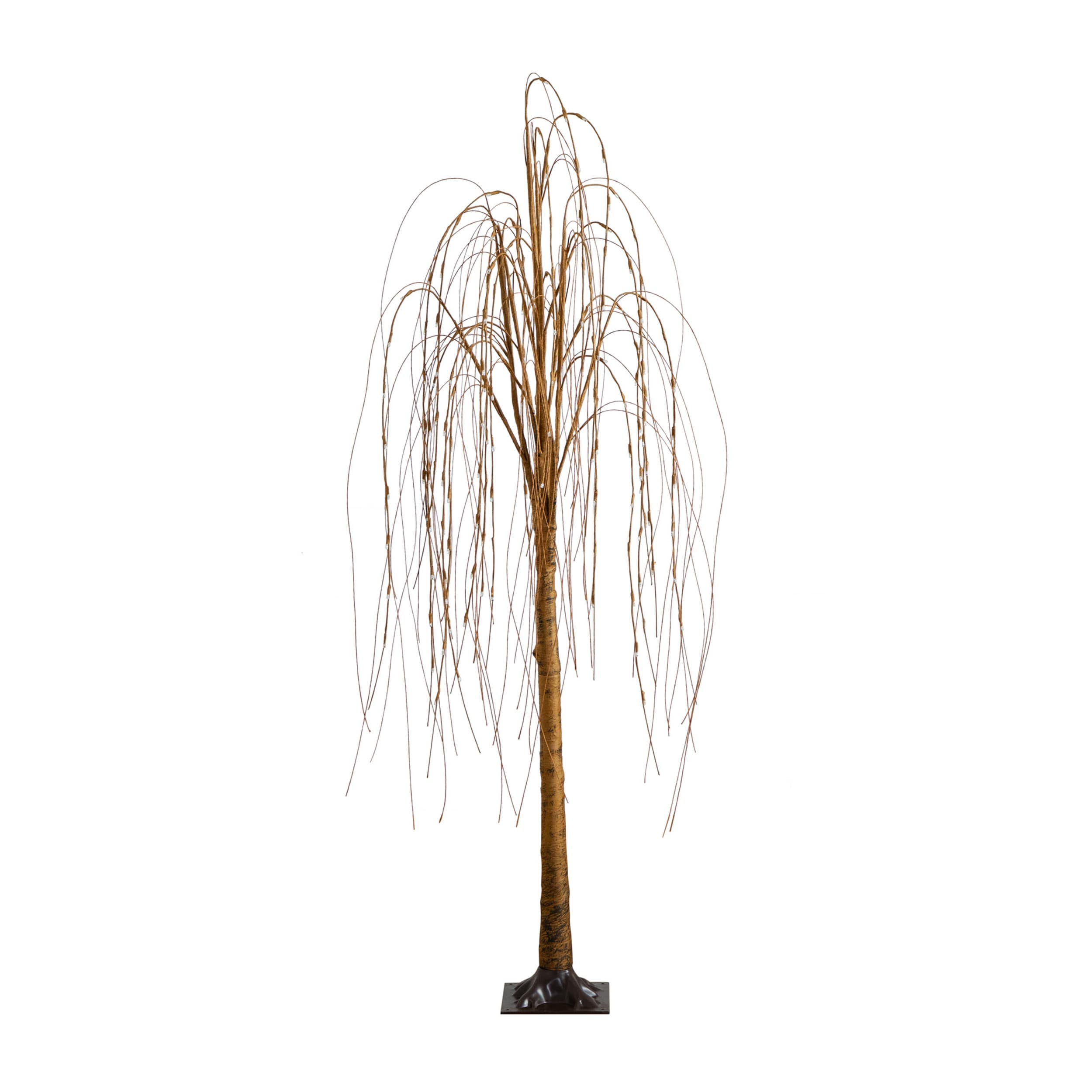 Nearly Natural 6-ft Willow Pre-lit Slim Brown Artificial Christmas Tree ...