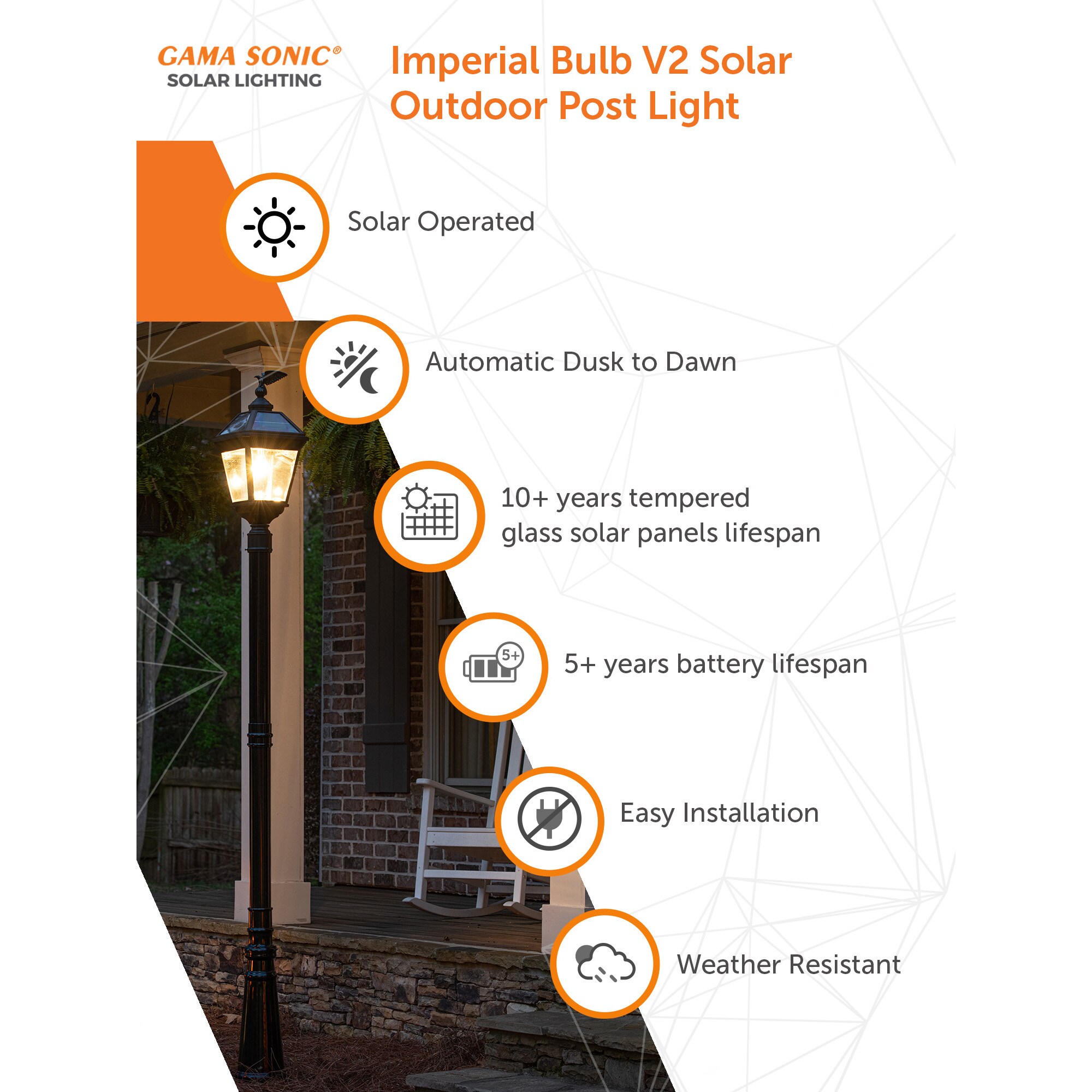 Imperial Black Aluminum Solar Lamp Post with Clear Glass