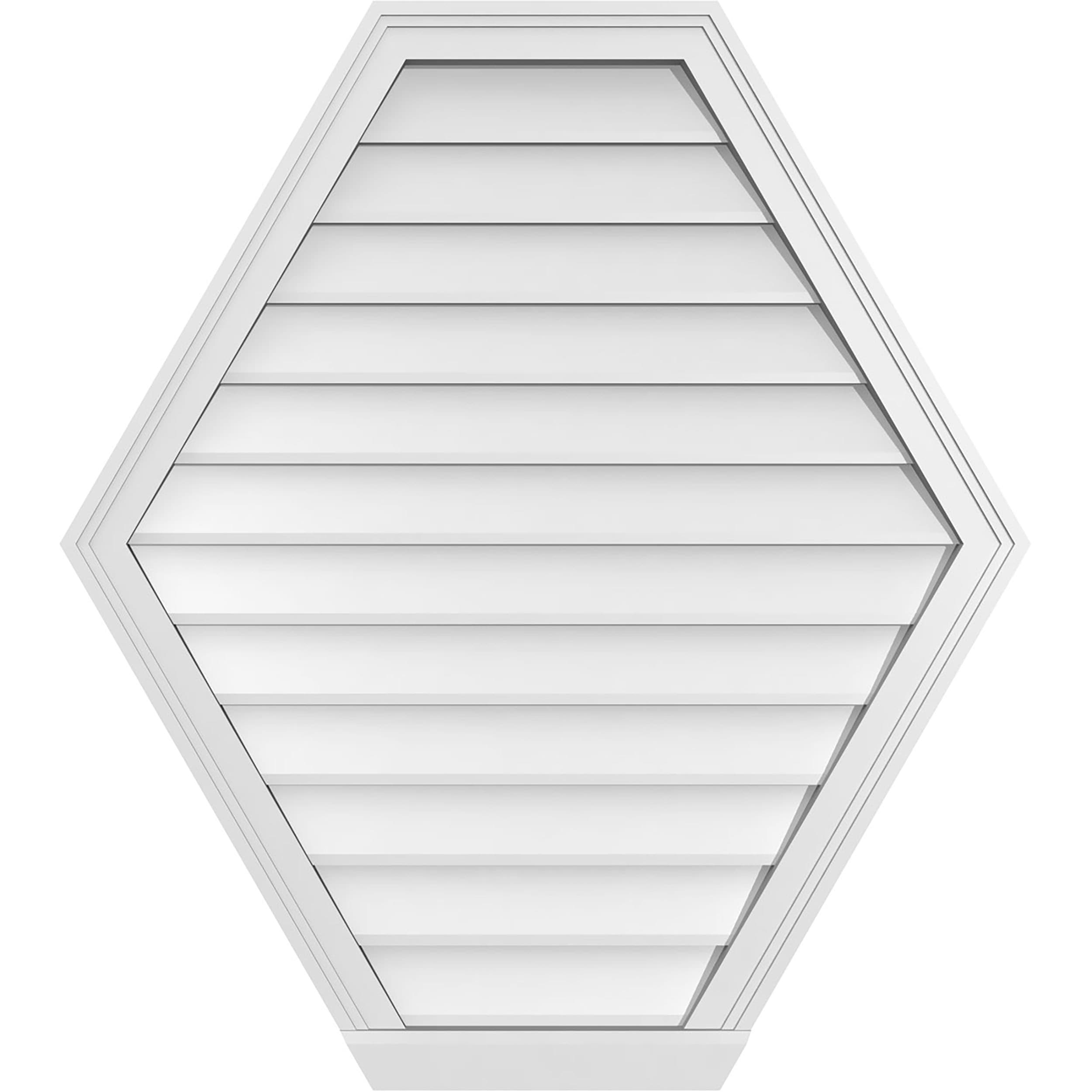 Ekena Millwork GVPHP34X3803SN 34-Inches x 38-Inches Off-white Peaked PVC Gable Louver Vent