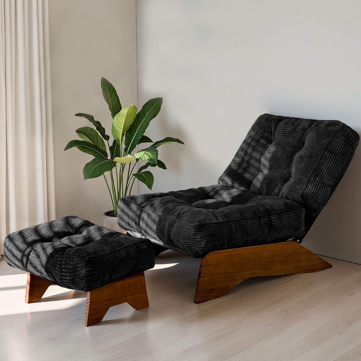MAXYOYO Accent Chair with Ottoman Adjustable Backrest Upholstered Lounge Chair with Footrest Set Modern Chair Cozy Reclining Chair
