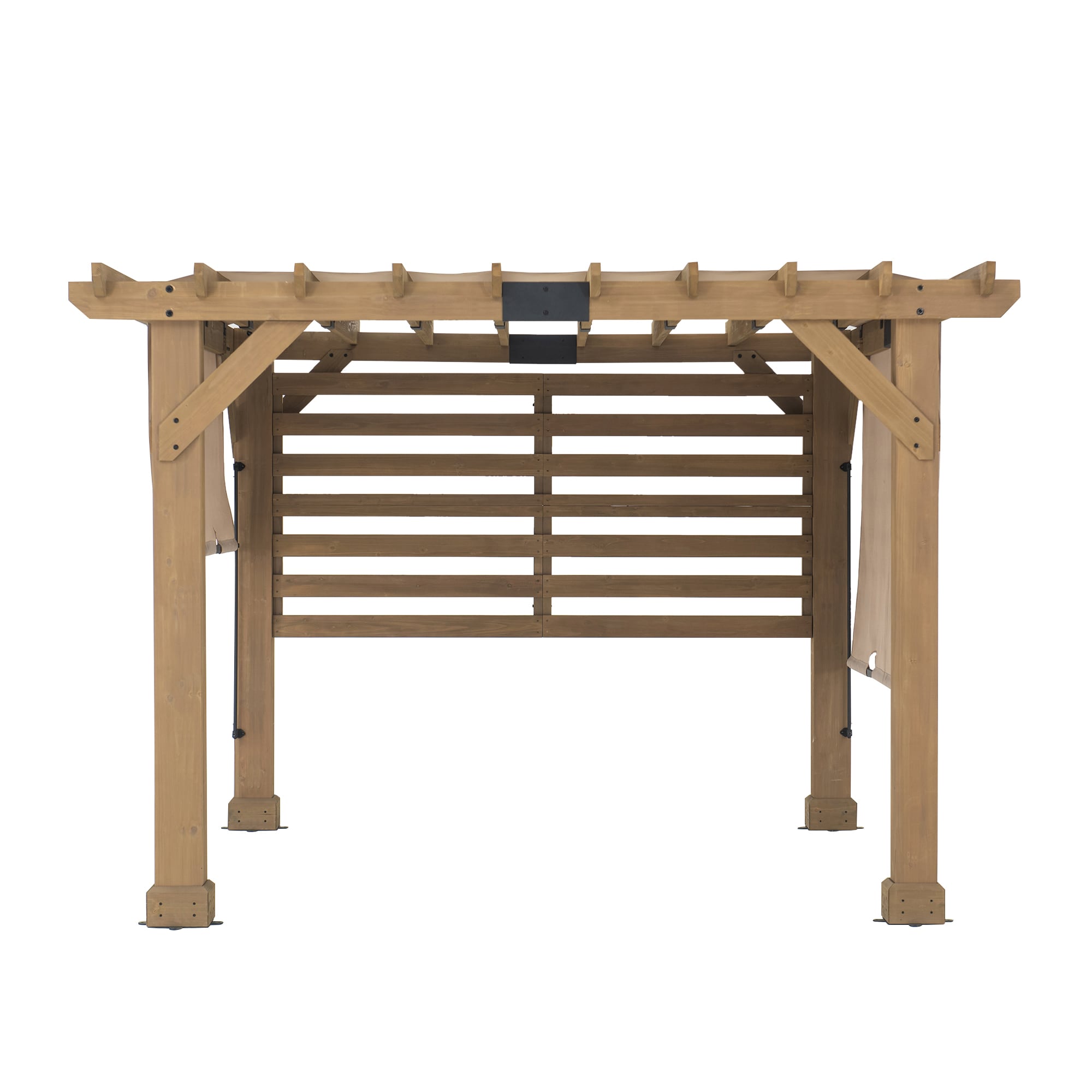 Cedar Wood 10x11 ft Pergola with Tan Adjustable Canopy