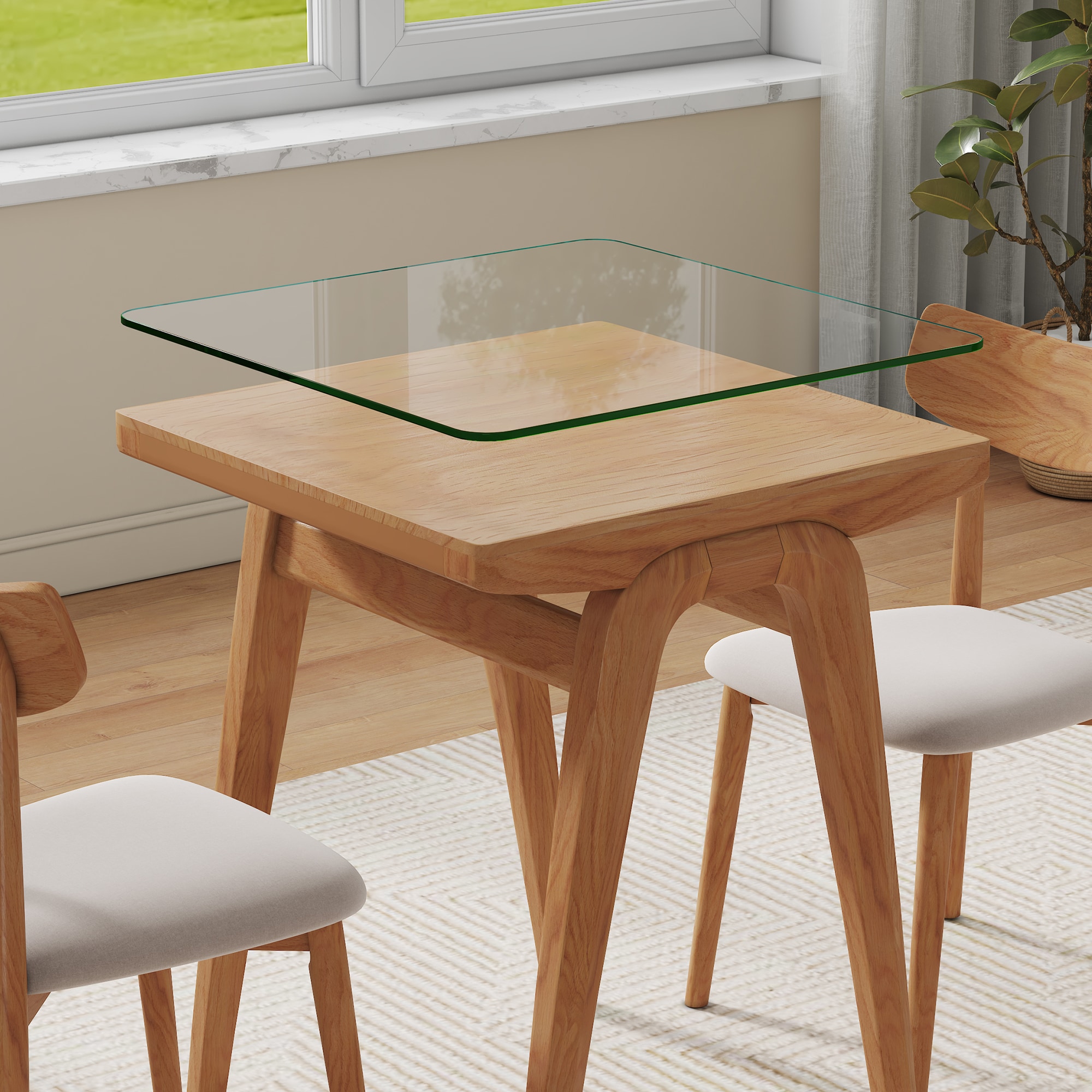 24-inch Square Heat-Resistant Clear Tempered Glass Table Top