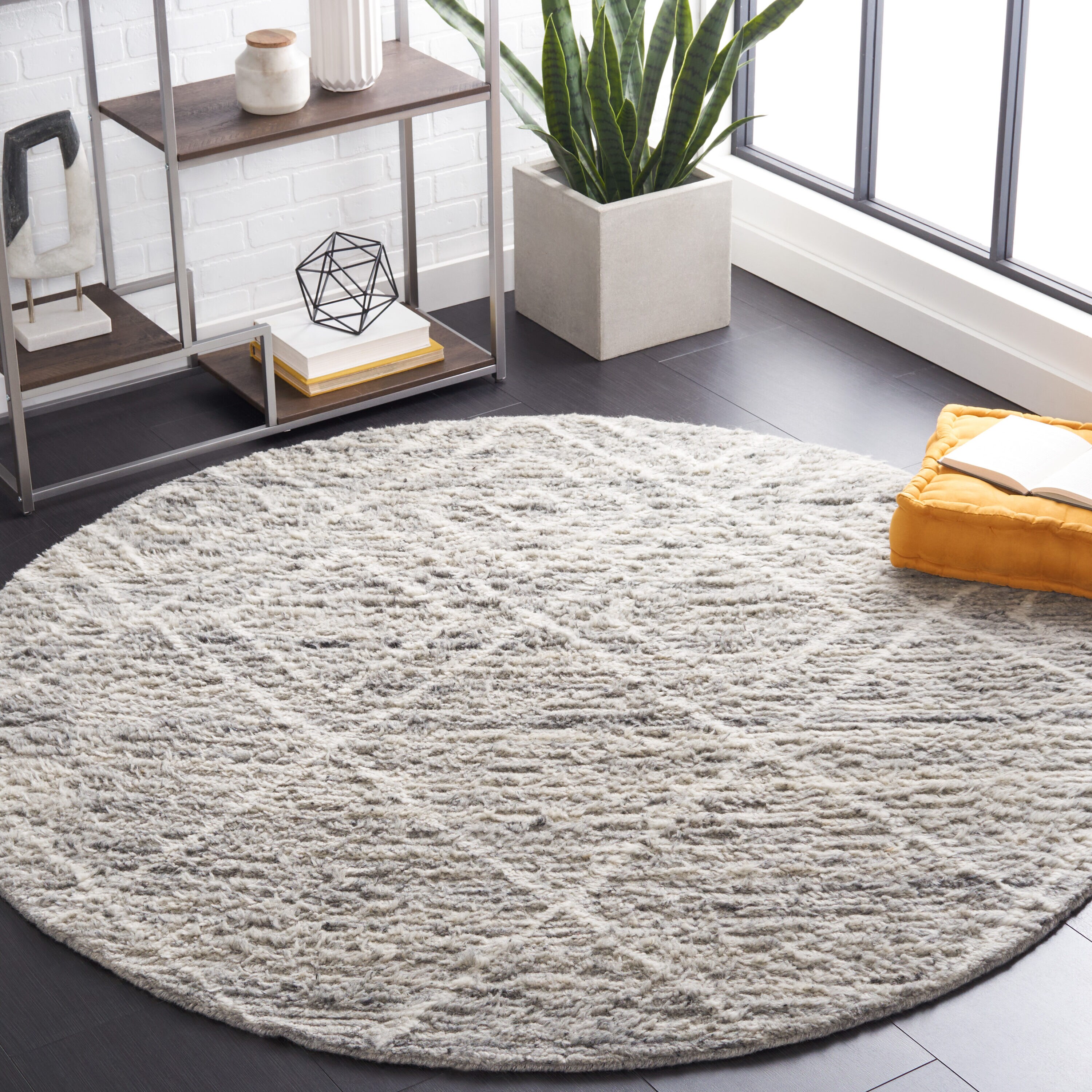  Kenya 778 Gray/Ivory Contemporary 6Ft x 6Ft Round Rug