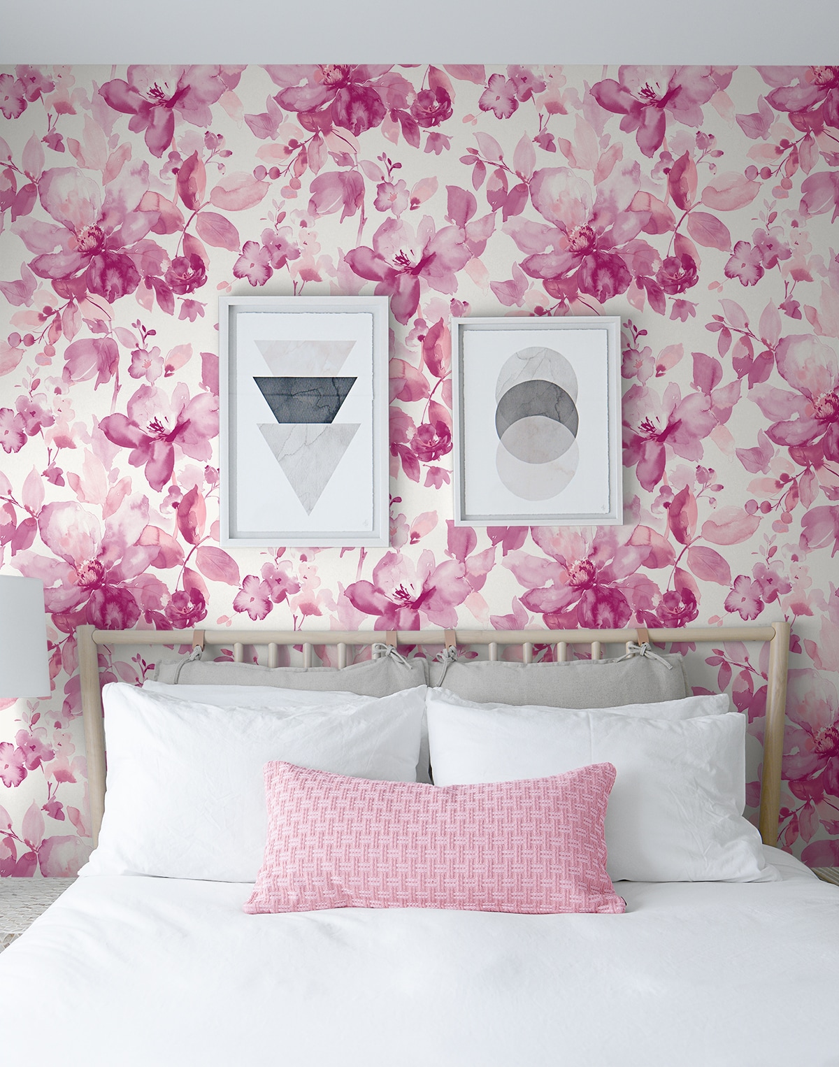 Pink Floral Watercolor Self-Adhesive Vinyl Wallpaper