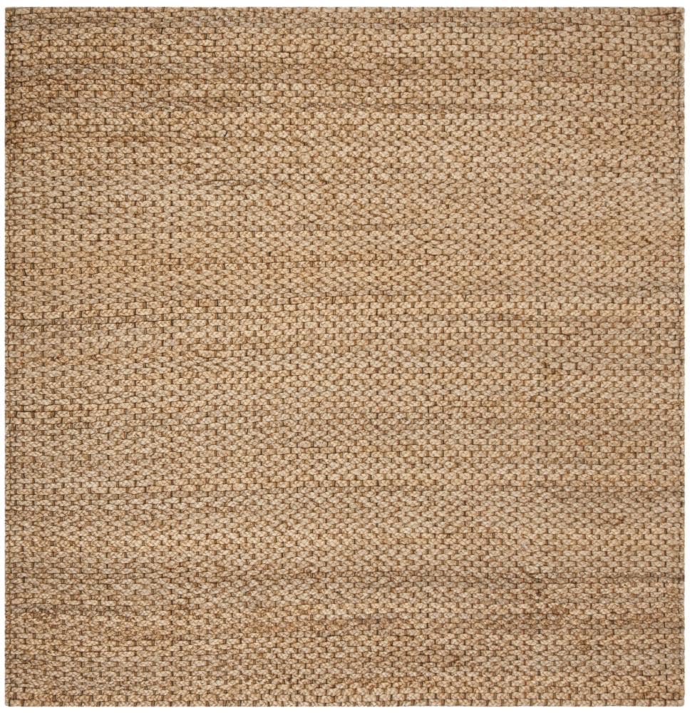 Handwoven Natural Jute 6' Square Area Rug with Non-Slip Feature