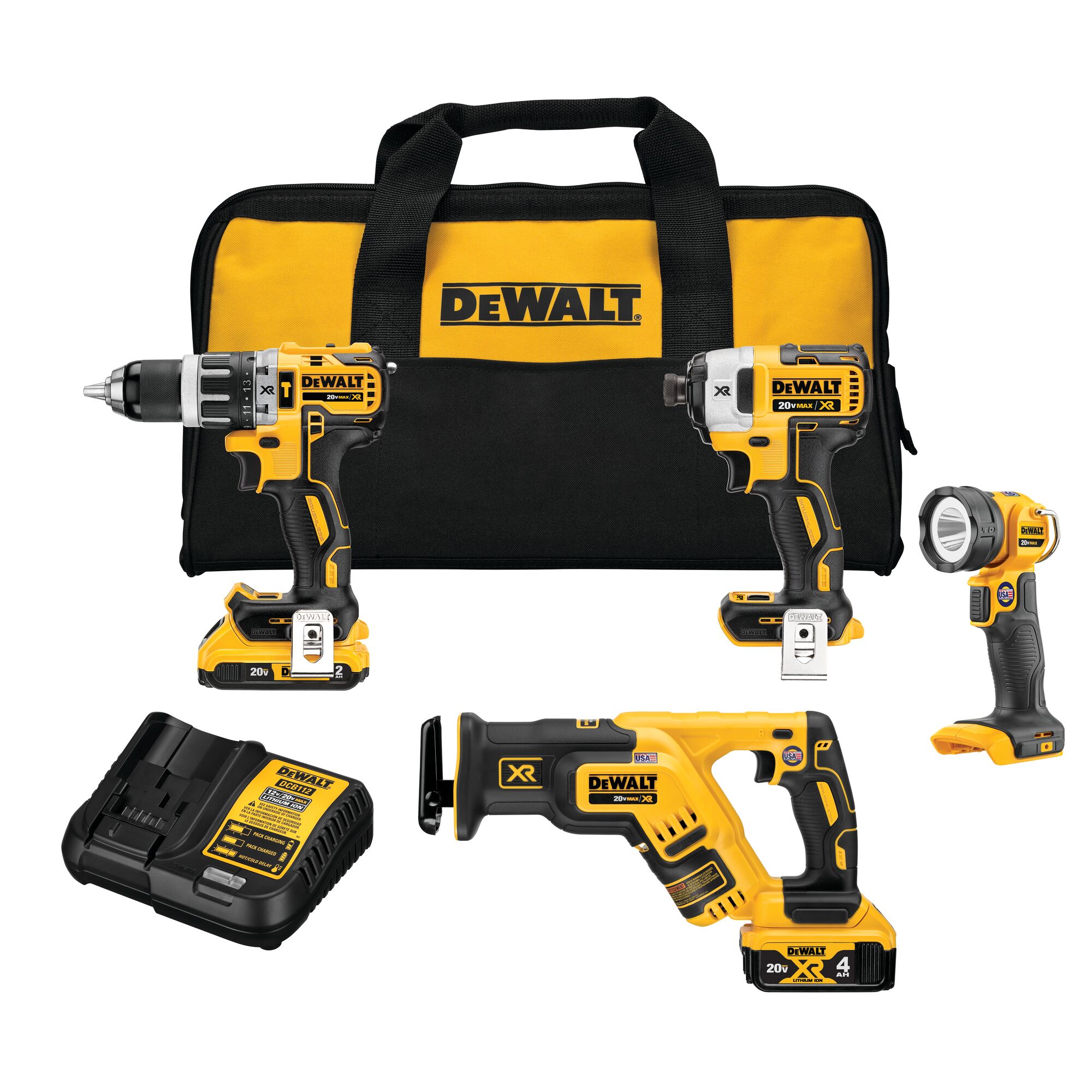 XR 4-Tool 20-Volt Max Brushless Power Tool Combo Kit with Soft Case (2-Batteries charger Included) in the Power Tool Combo Kits department at