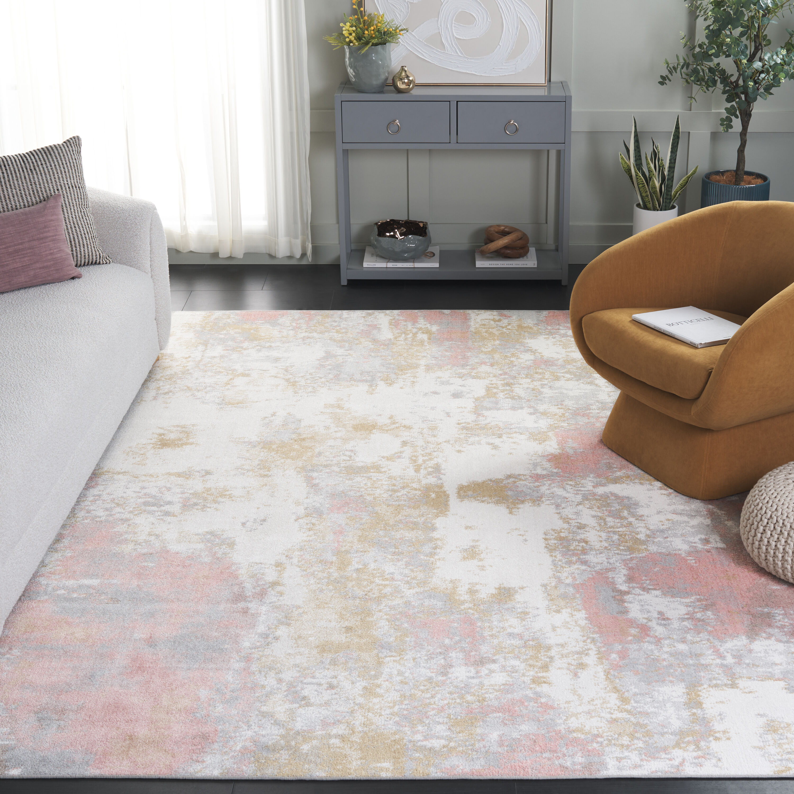 Bayside 128A Ivory/Grey Pink 10ft x 14ft Large Rectangle Rug