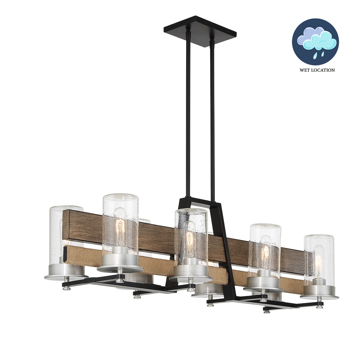 Silver Creek 8-Light Brushed Nickel and Glass Island Chandelier