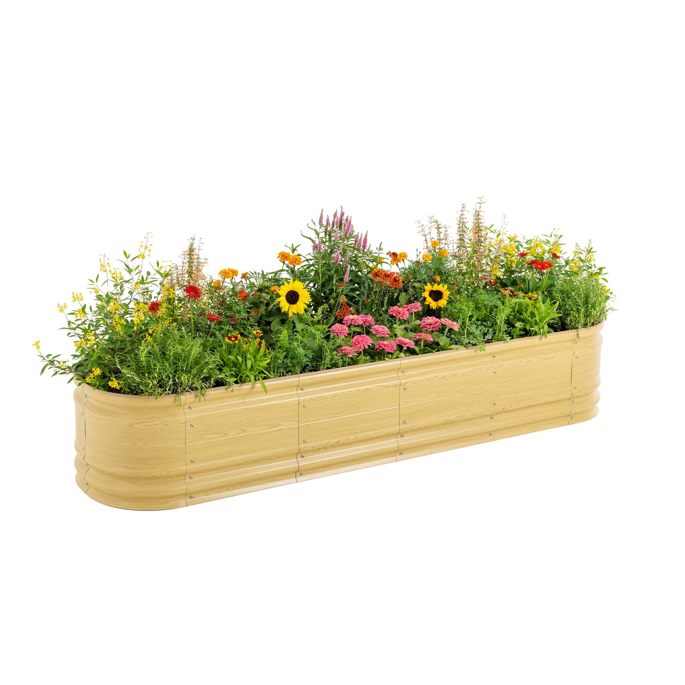 Vego Garden VB9N117SOG2 32-cu ft 42-in W x 78-in L x 17-in H Sunlit Oak Galvanized Metal Raised Garden Bed