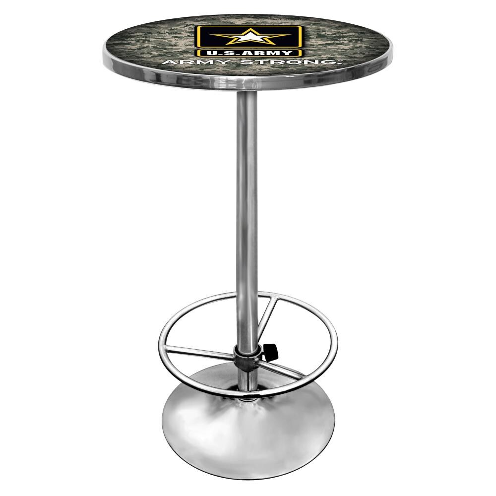 Trademark Gameroom ARMY2000-CAMO Pub Tables Black Round Traditional Bar Table, Composite with Metal Pedestal Base 27.375-in L x 42-in H
