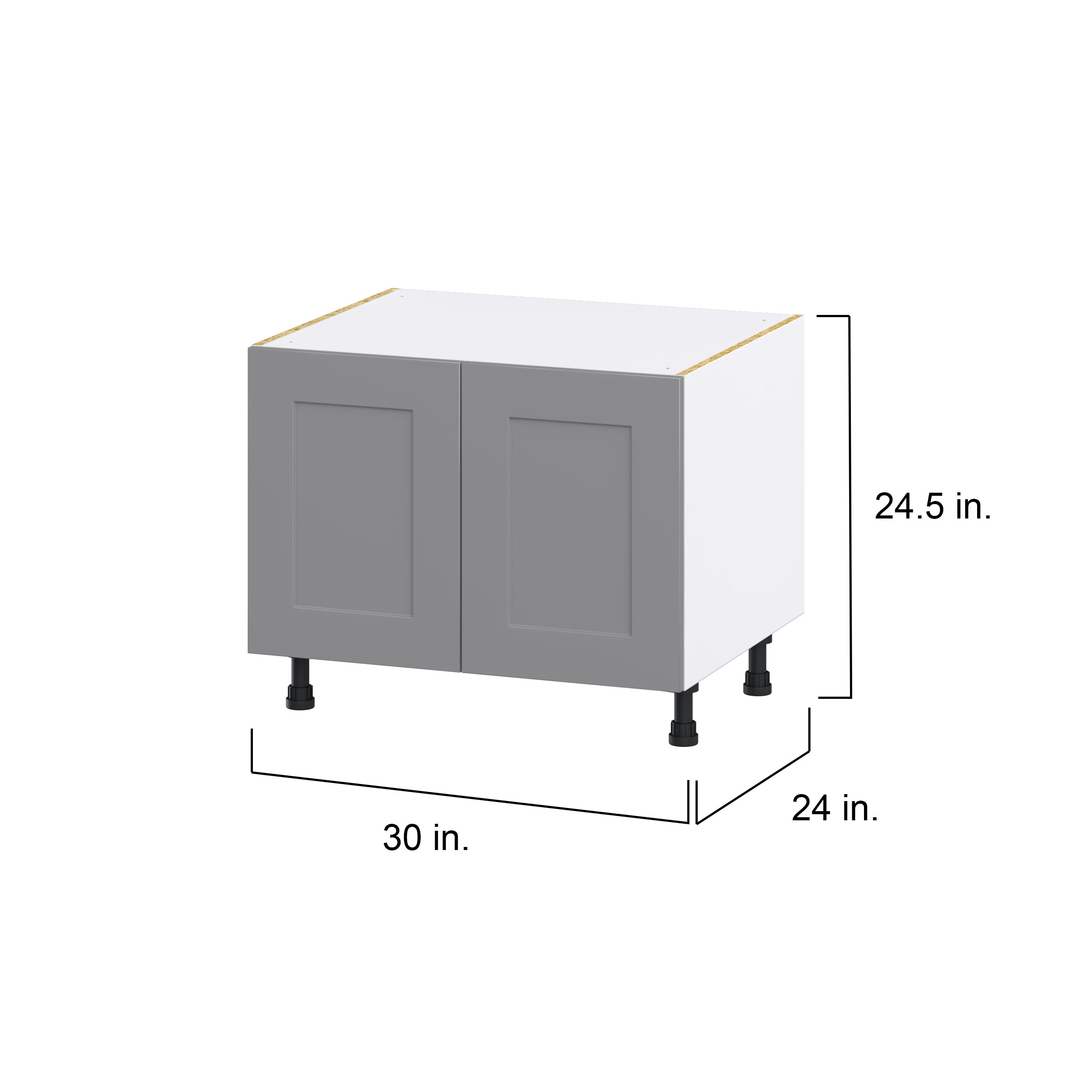 Hugo&Borg Beaumont 30-in W x 24.5-in H x 24-in D Slate Gray Sink Base Fully Assembled Cabinet (Flat Panel Shaker Style)