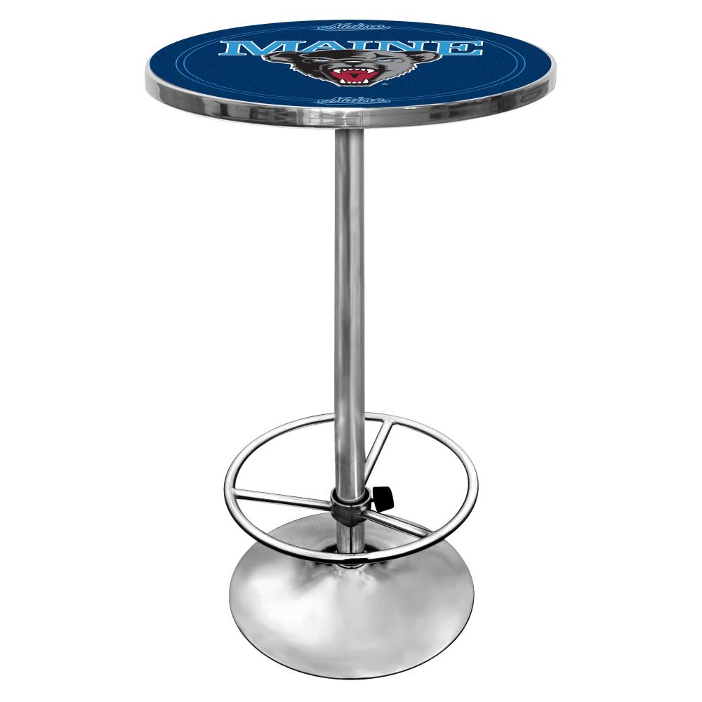 Trademark Gameroom LRG2000-ME Maine Black Bears Pub Tables Blue Round Traditional Bar Table, Composite with Metal Metal Pedestal Base 27.375-Inches L x 42-Inches H