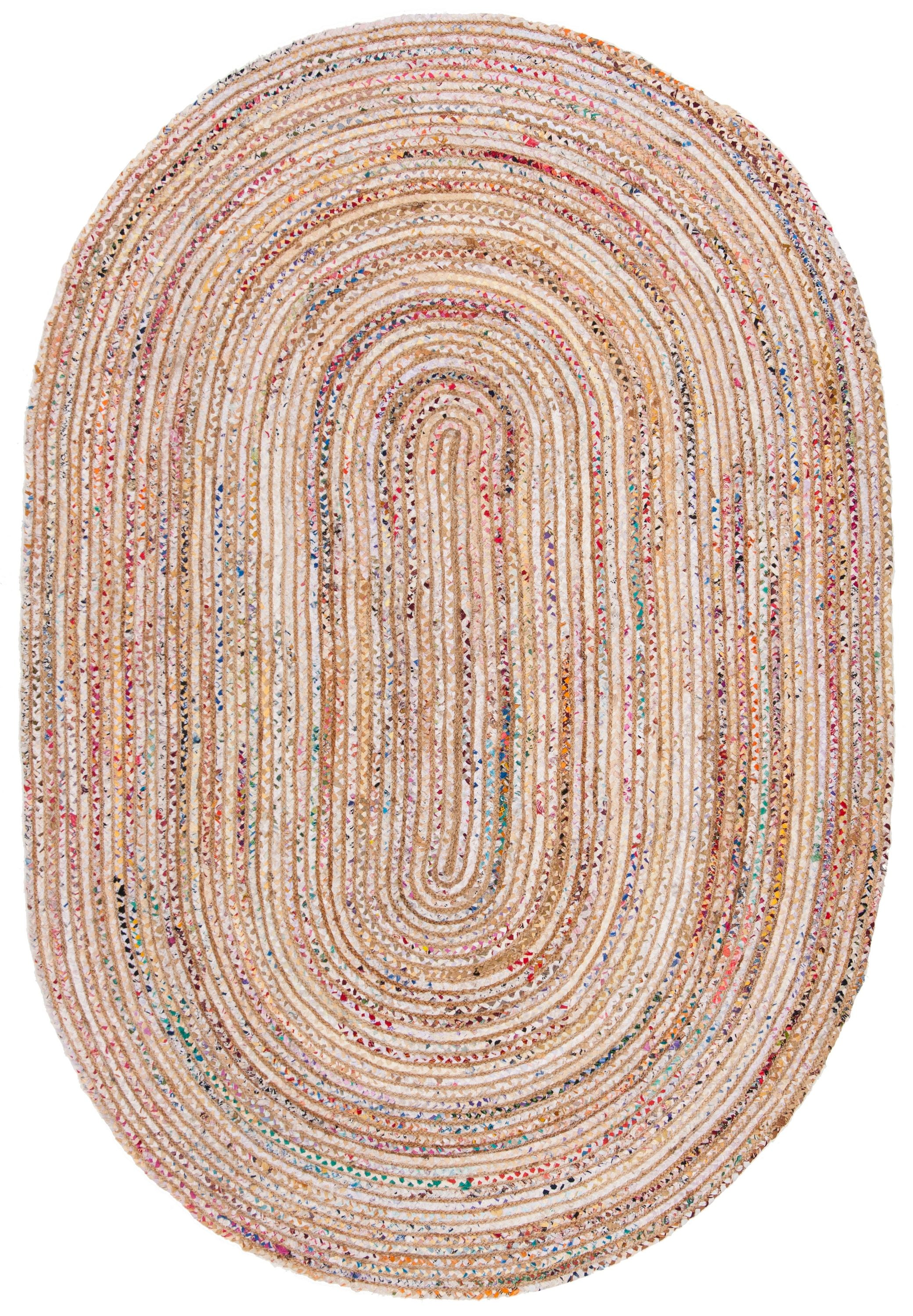 Safavieh CAP202B-5OV Cape Cod Newton 5 x 8 (ft) Jute Beige/Multi Oval Indoor Abstract Coastal Area rug