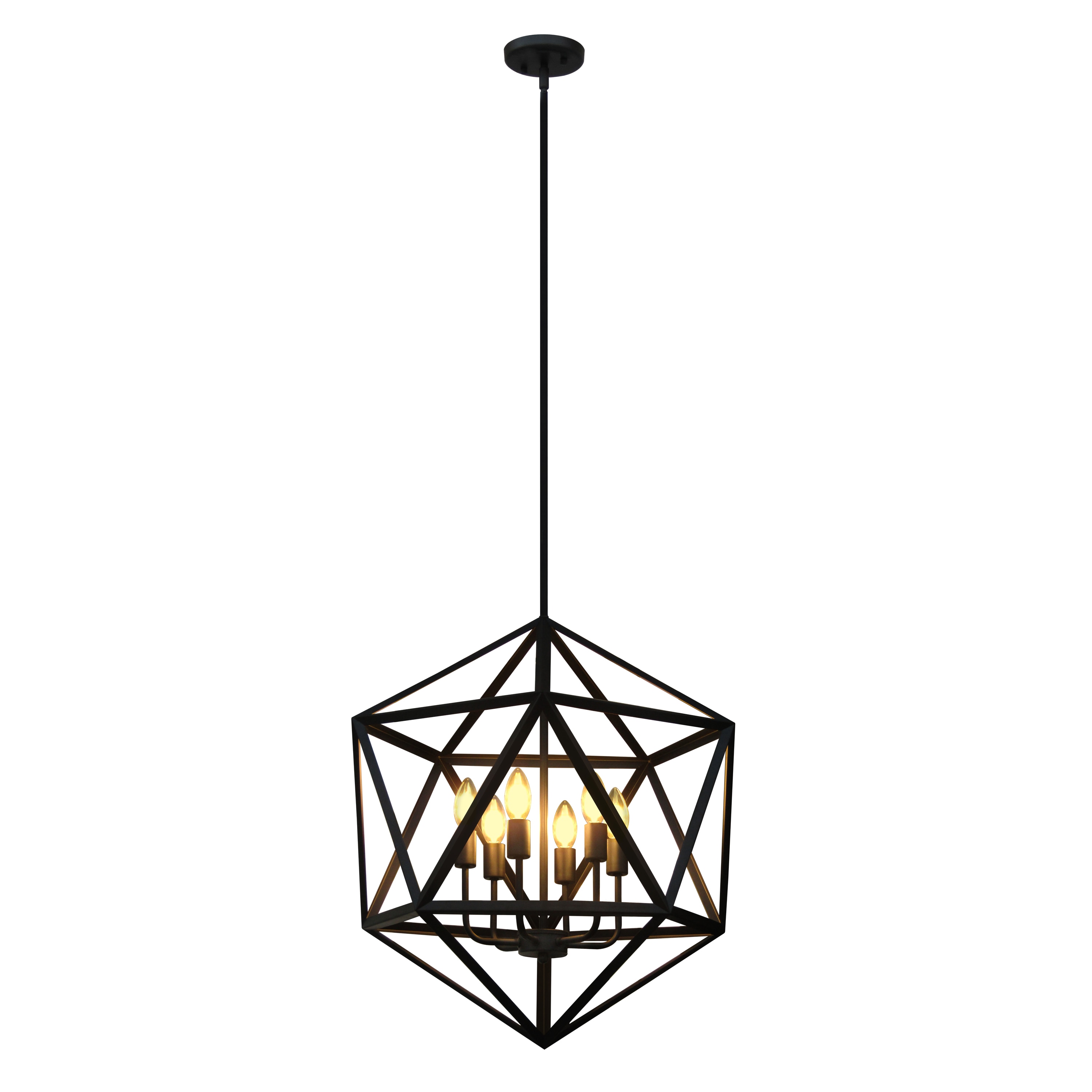 Whitfield Lighting CH226-6MB Alec Matte Black Transitional Globe Mini Hanging Pendant Light