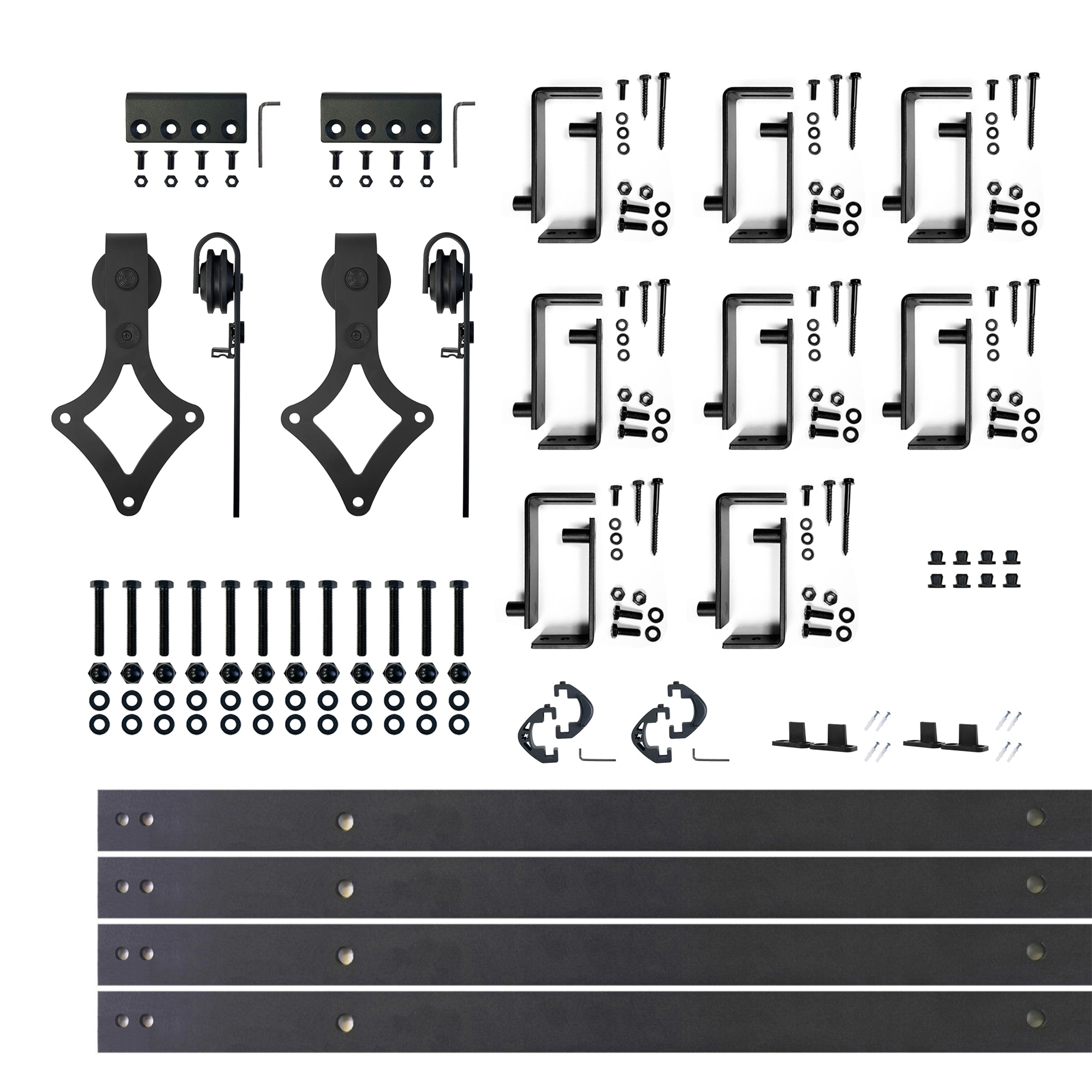 HOMACER LX4TGH120C 120-in Rustic black Black Indoor Diamond Double bypass Barn door hardware kit