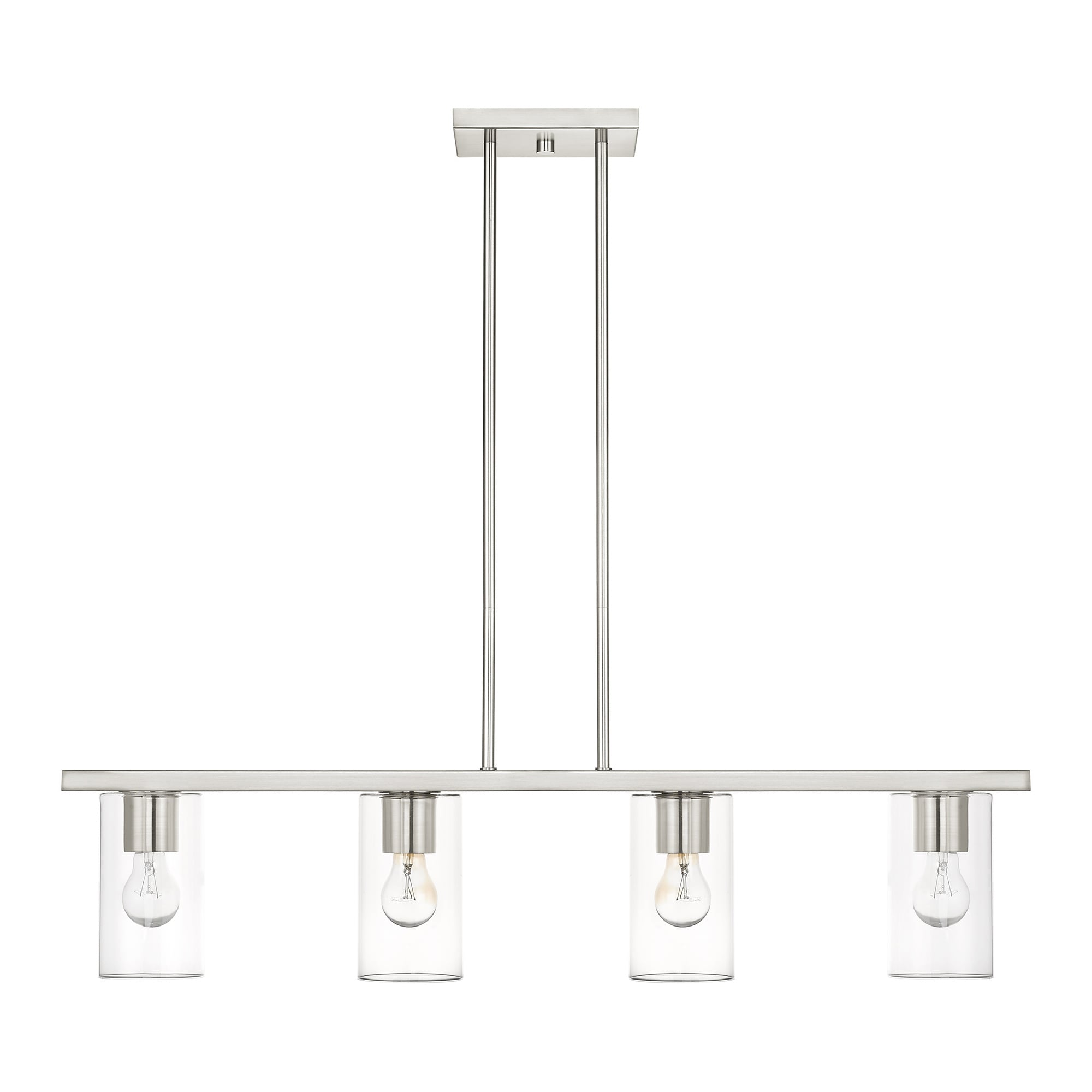 Brushed Nickel 4-Light Crystal Chandelier with Clear Glass
